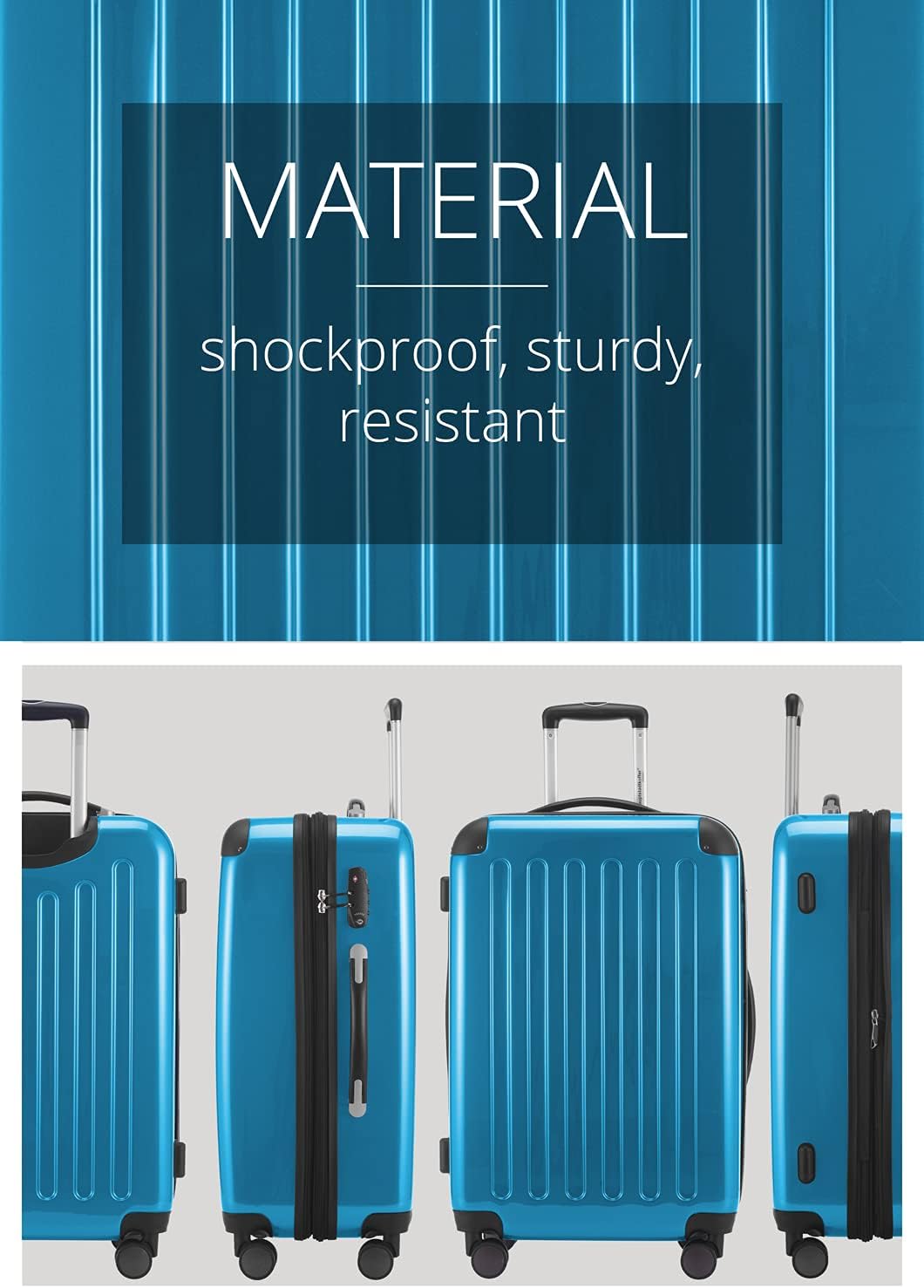 Detalle de HAUPTSTADTKOFFER Alex – Valise Moyenne Rigide 65 cm, 74 L, couleur Bleu Cyan