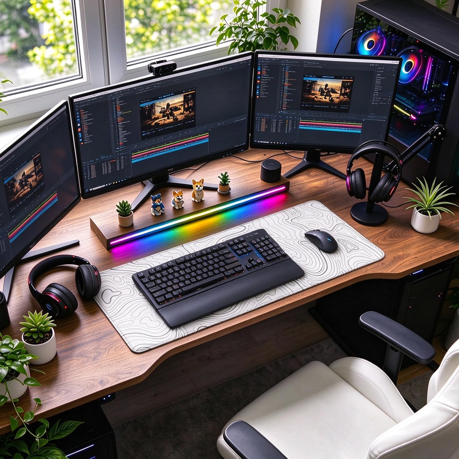 Thumbnail 5 de AREYLO Large Mouse Pad, 31.5 x 15.7 in, White, Stitched Edges