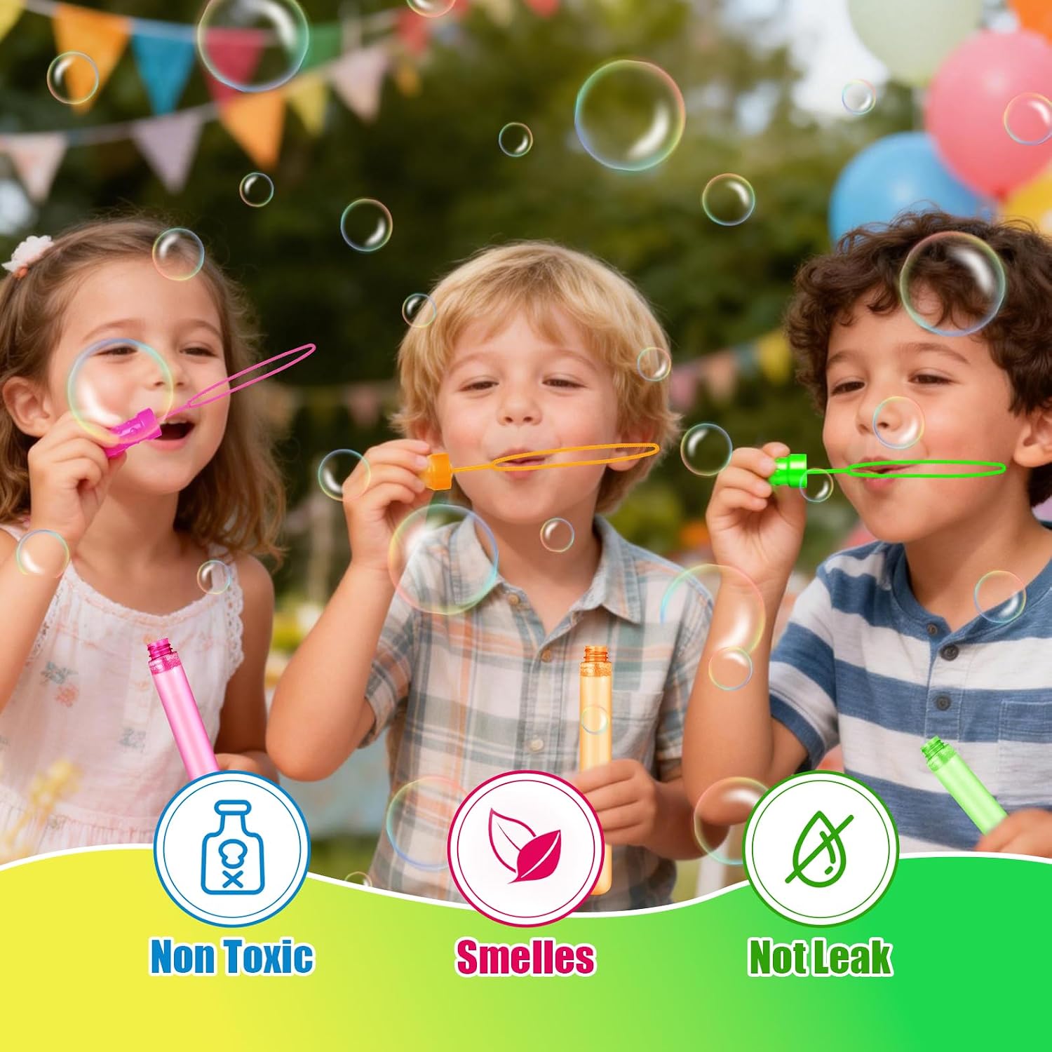 Detalle de SpringFlower Bubble Wand: 24-Pack Colorful Bubble Party Favors