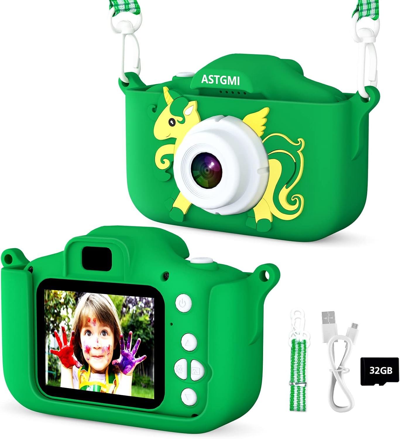 Detalle de ASTGMI Kinderkamera mit 2,0" Display, Digitalkamera für Kinder ab ca. 3 Jahren – grün