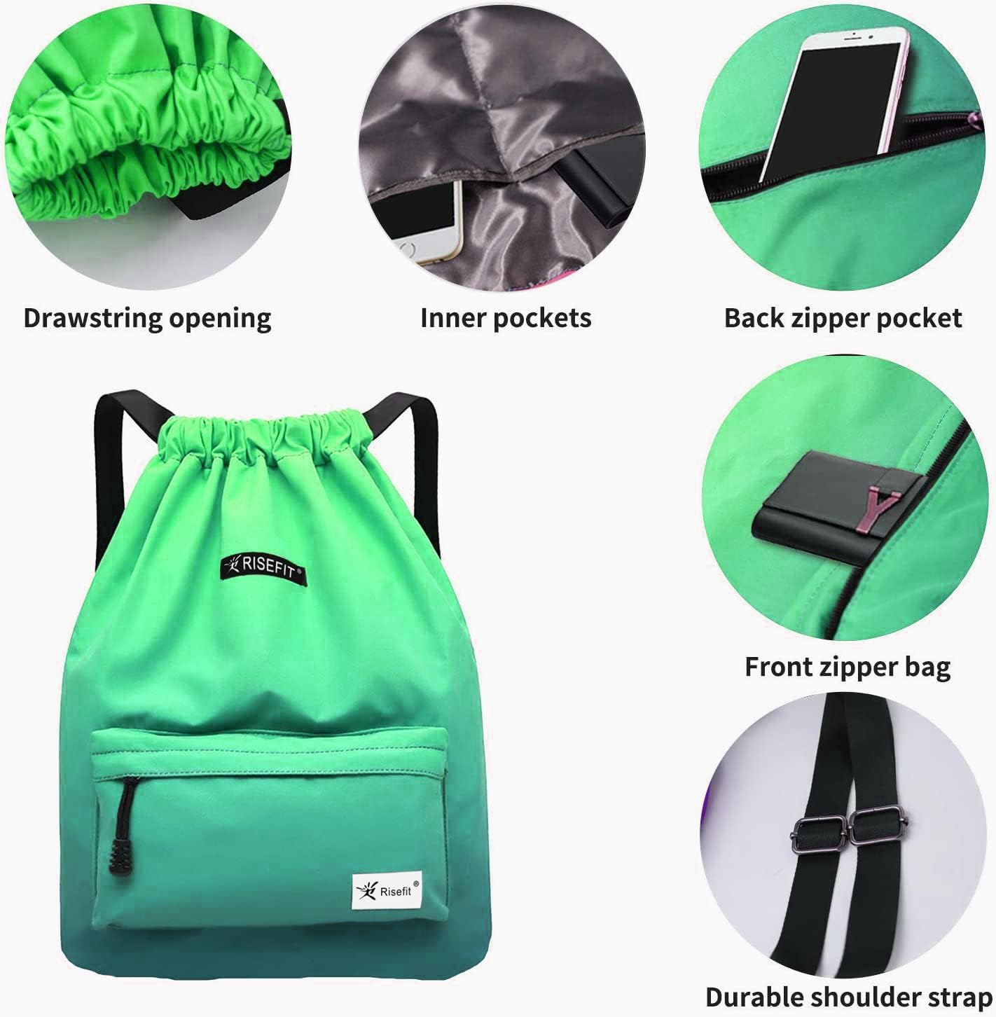 Thumbnail 3 de Risefit Waterproof Swimming Bags Drawstring Gym Bags (PE) for Adults & Kids