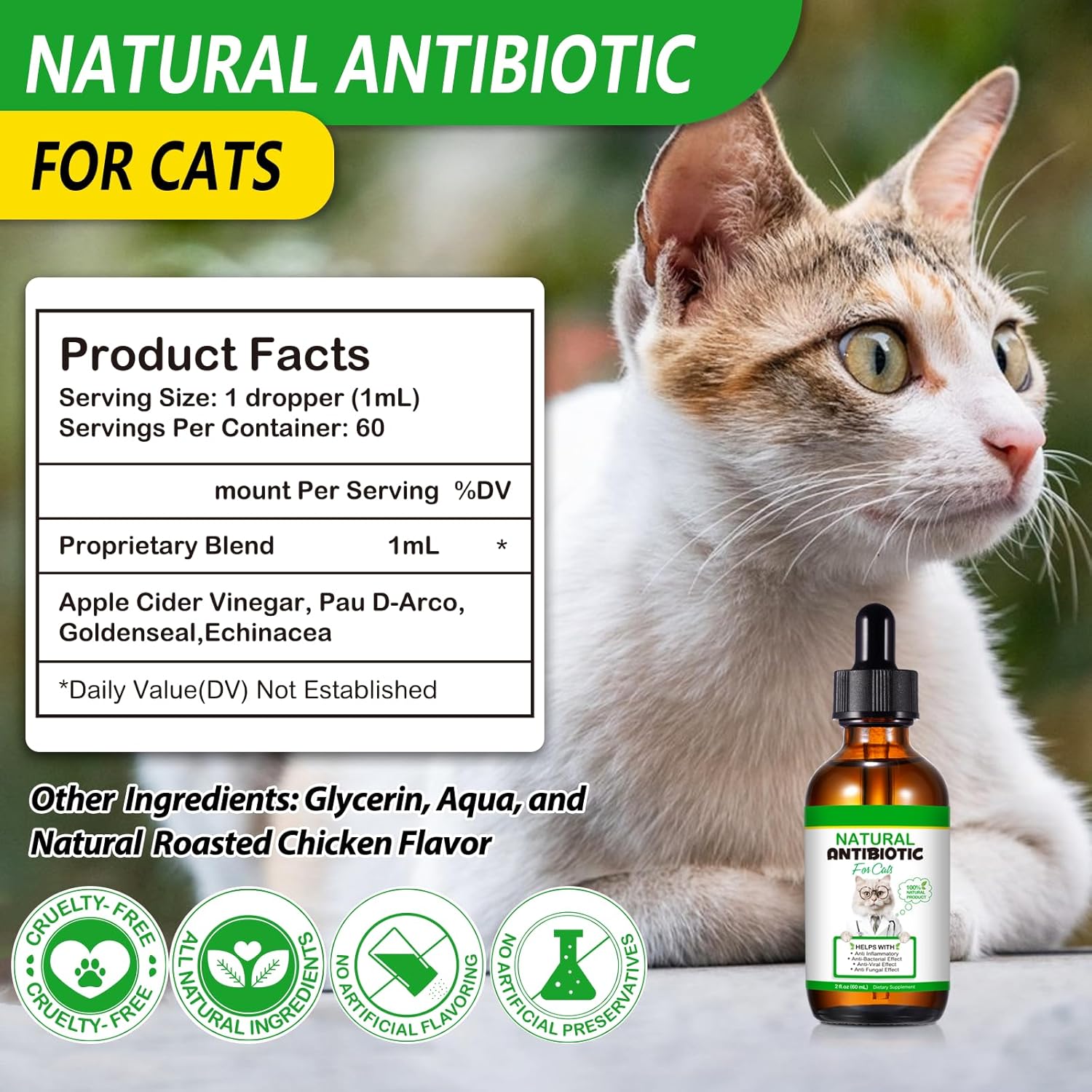 Thumbnail 6 de Natürliche Antibiotika für Katzen (Generic) – 60 ml Tropfen zur Unterstützung von Immunsystem & Wohlbefinden