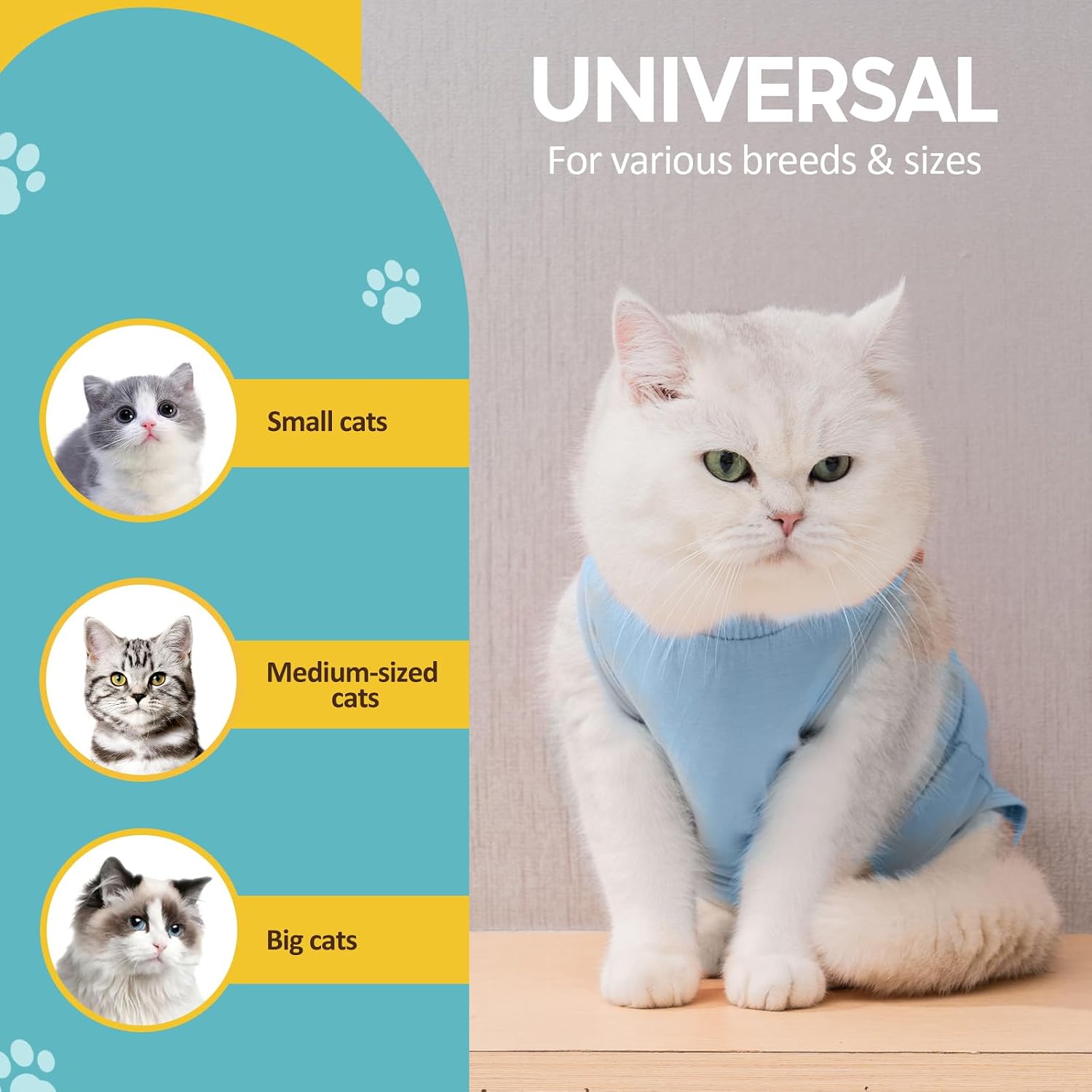 Detalle de Avont Katzenbody nach OP – Erholungsanzug in Blau, Modal Recovery für Bauchwunden, Kastration und Hauterkrankungen