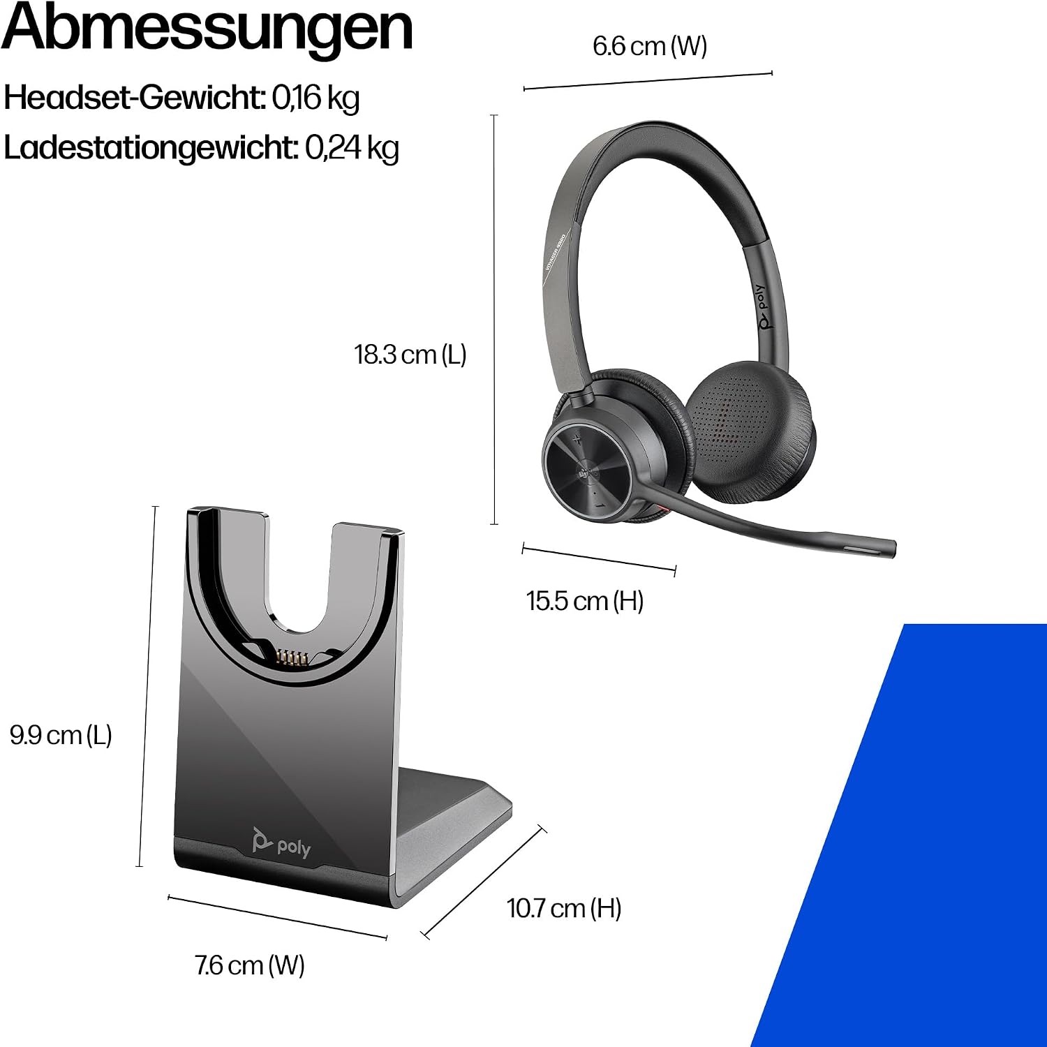 Thumbnail 6 de Schnurloses Poly Voyager 4320 UC-Headset mit Ladestation – Stereo, Noise Cancelling Mikrofonarm, Bluetooth-Verbindung zu PC/Mac/Smartphone