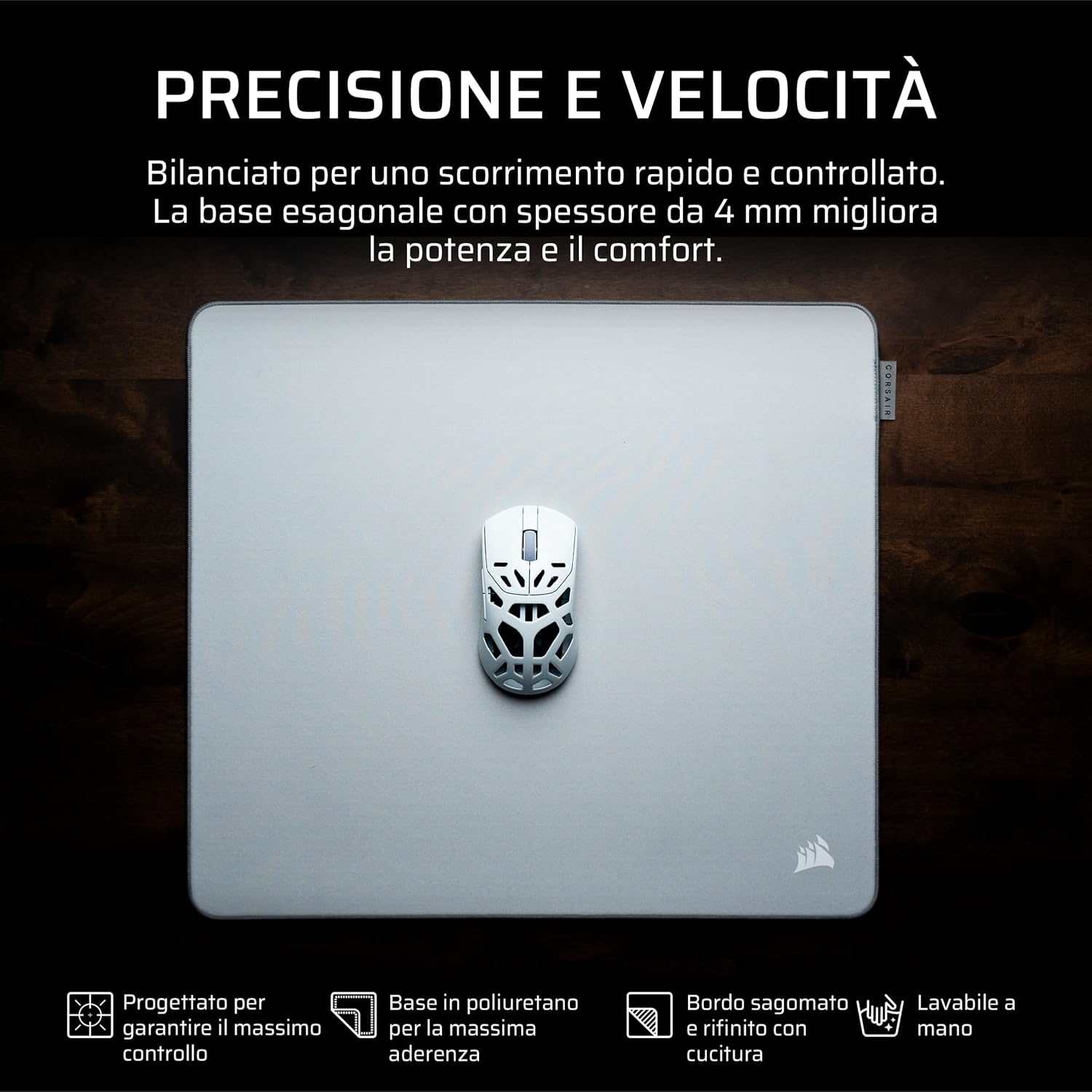 Thumbnail 1 de Corsair MM PRO Control Cloth Medium: tappetino da gioco in tessuto grigio, 4 mm di spessore