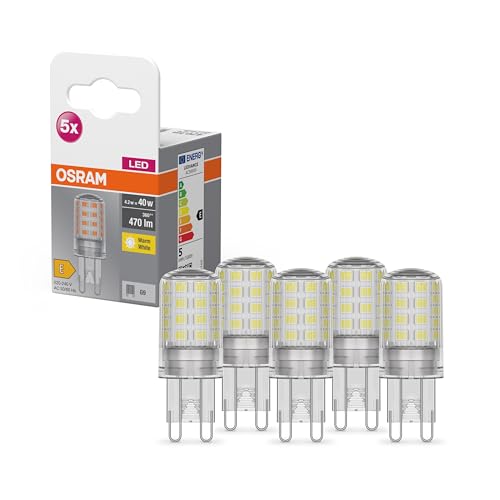Detalle de OSRAM Lampadina LED Star PIN G9 (2700 K) – 5 pezzi, vetro trasparente, 470 lm, sostituisce 40 W