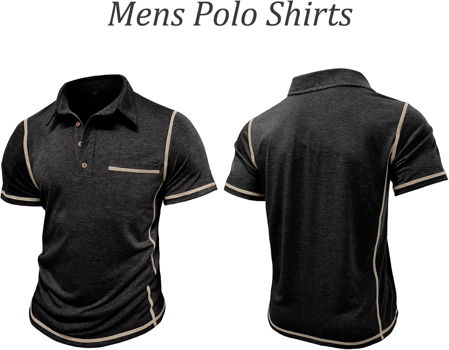 Detalle de Volemo Men’s Short Sleeve Polo Shirts – Casual Summer Smart Polo with Pocket