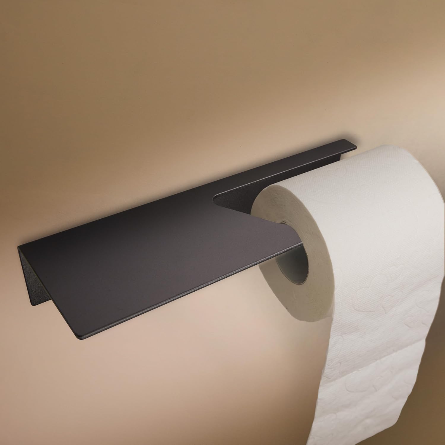 Detalle de Designfactory Hamburg Self-Adhesive Toilet Roll Holder (Matt Black)