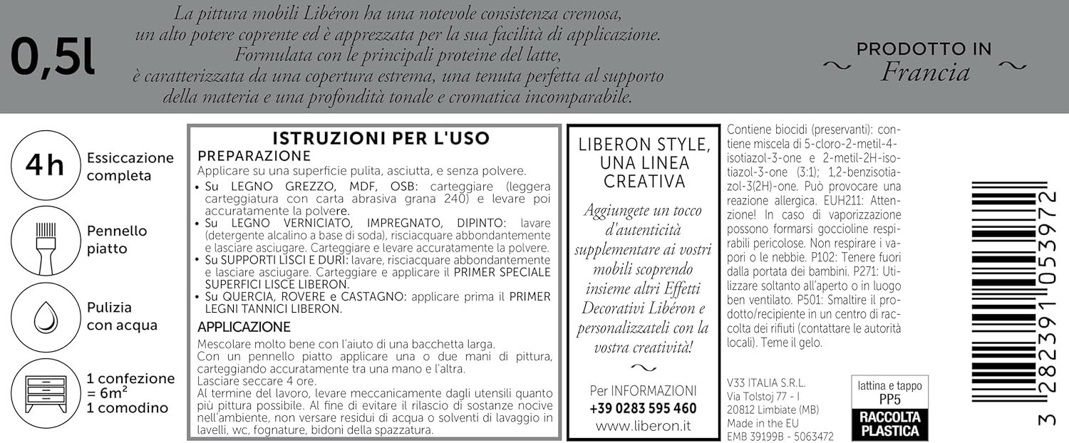 Detalle 2 de Libéron Pittura Mobili a base di Caseina Giallo Frumento 0.5 L