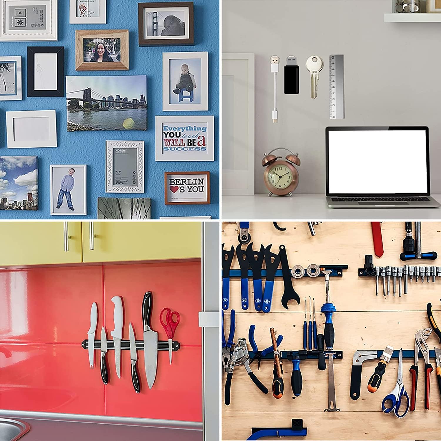 Thumbnail 6 de Magnete Stark 4er-Set Silber (Neodym), doppelseitiger Klebstoff – ca. 8 kg Magnetkraft