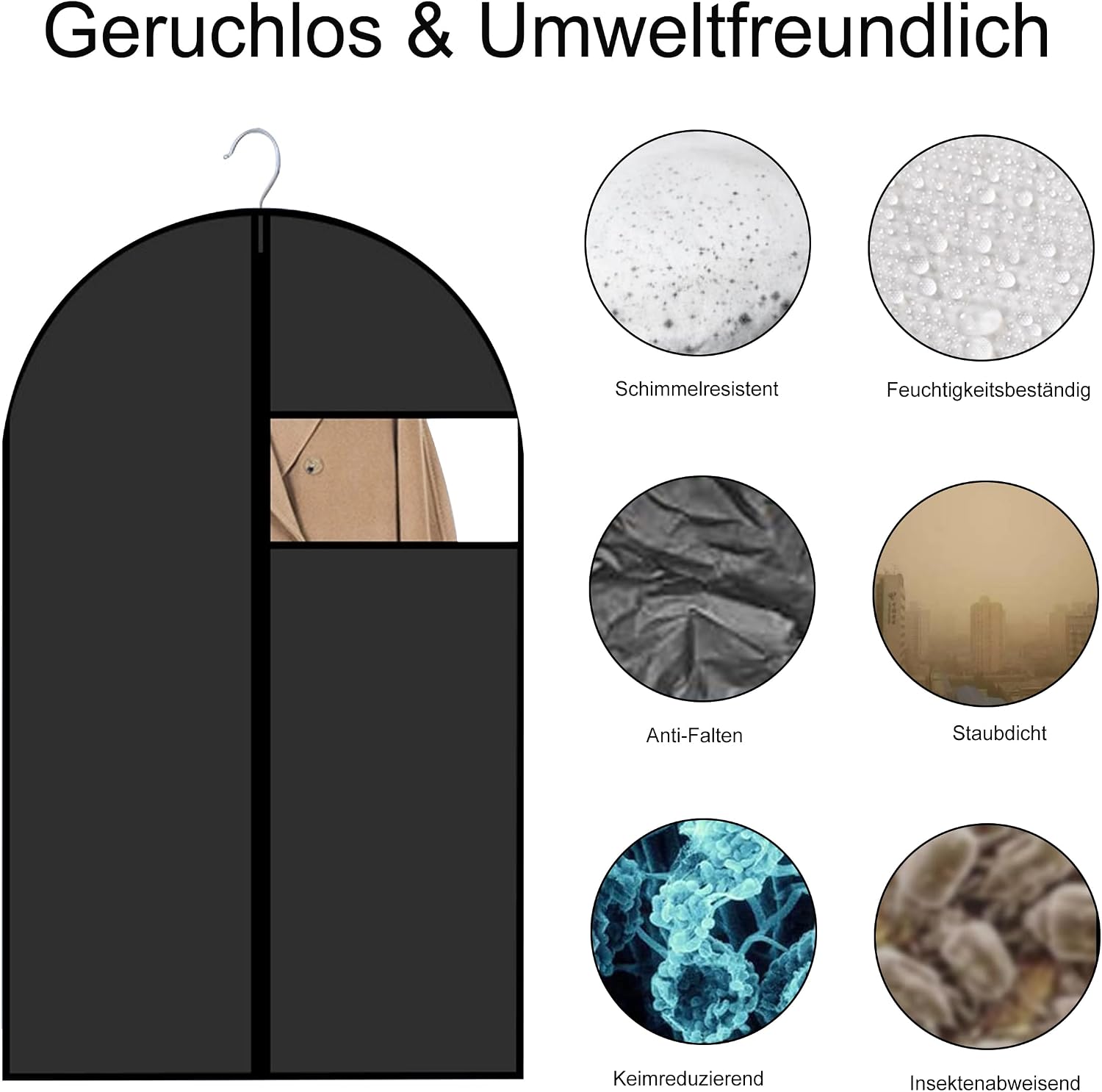 Thumbnail 6 de SQUASHIC Kleidersack 5er-Set 60×140 cm – mottensicher, mit Reißverschluss
