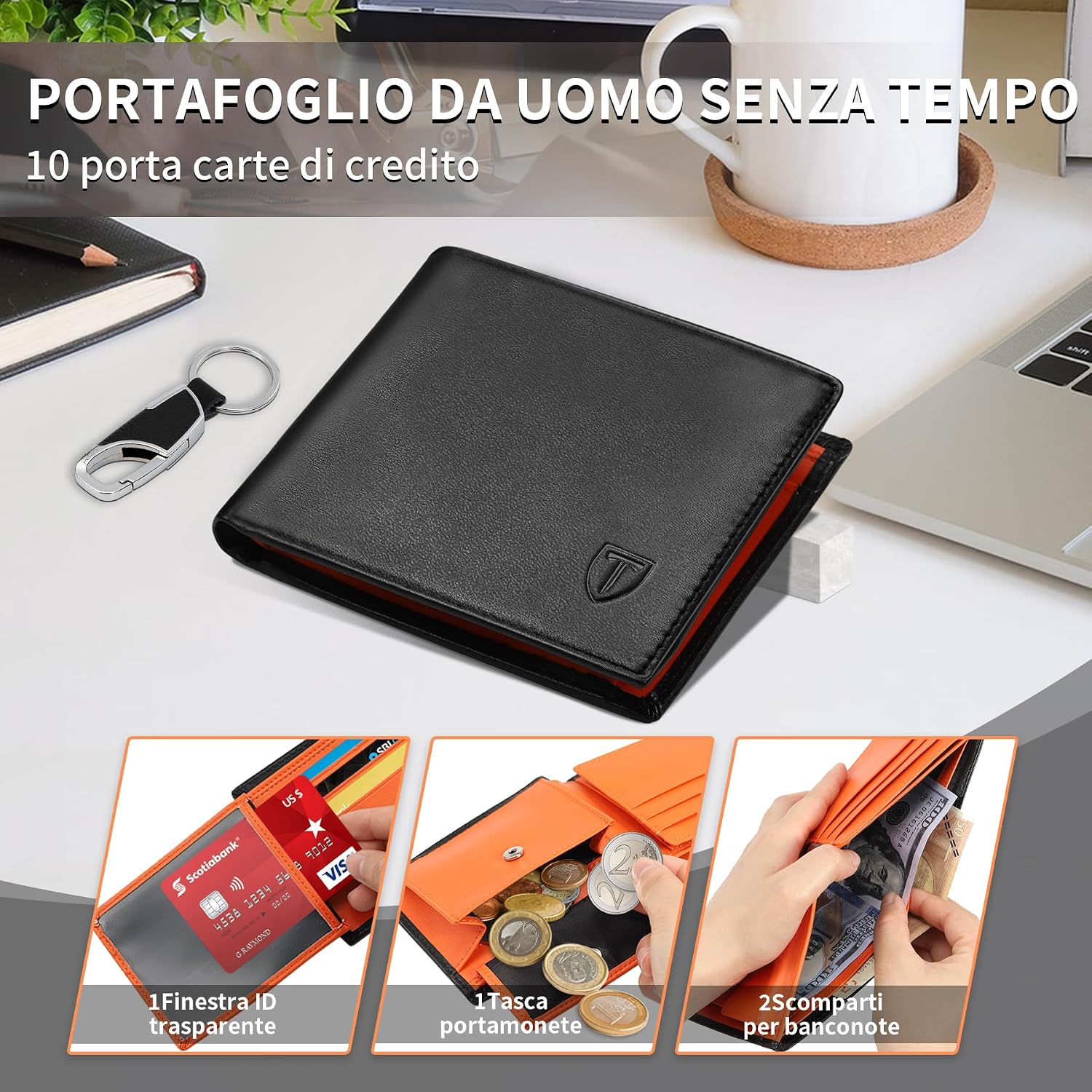 Detalle 2 de TEEHON Portafoglio Uomo Slim Vera Pelle RFID