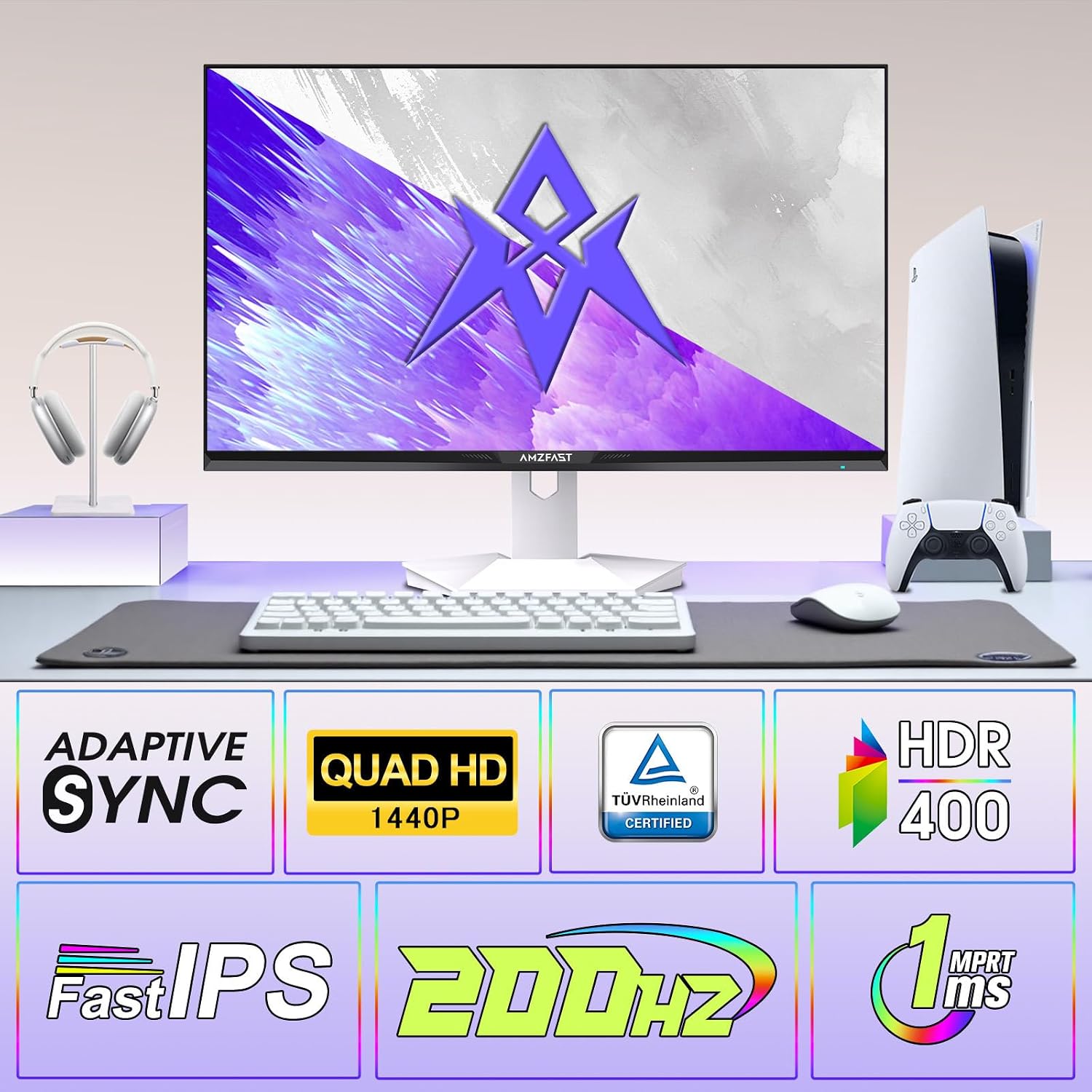 Detalle 2 de AMZFAST AMZG27F6Q 27-inch QHD 200Hz Fast IPS Gaming Monitor with Adaptive-Sync and HDR 400