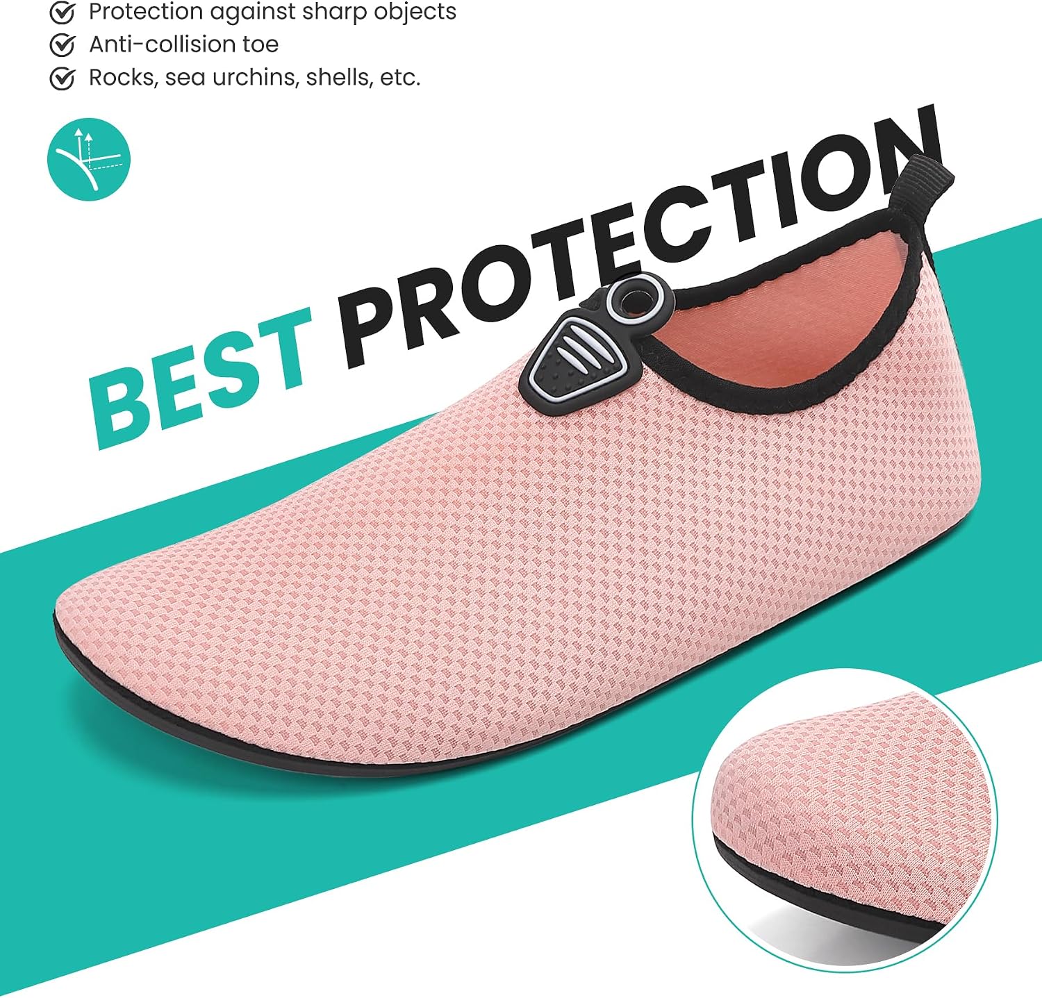 Detalle 2 de Sportvibe Water Shoes Women & Men – Lightweight Barefoot Aqua Shoes, Pink (6.5 UK/40 EU)