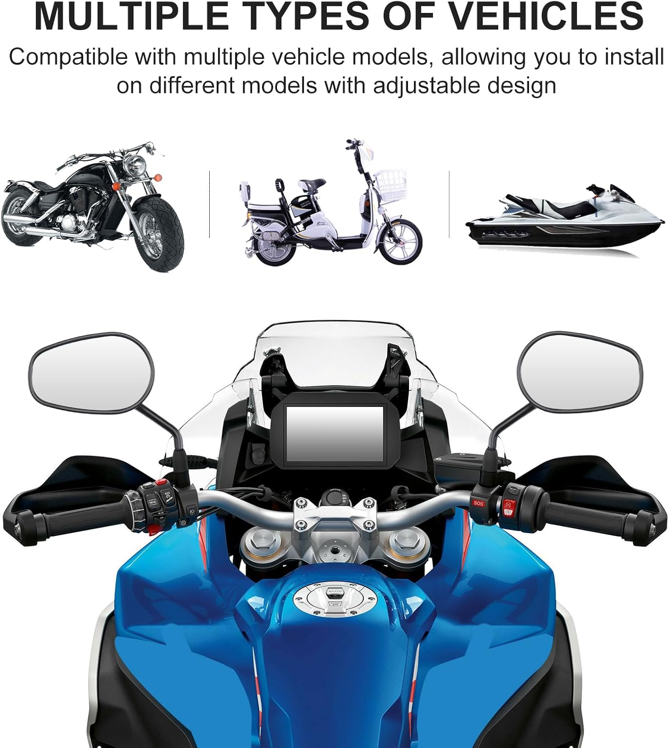 Thumbnail 4 de Specchietti retrovisori universali per moto in alluminio M10/M8, nero