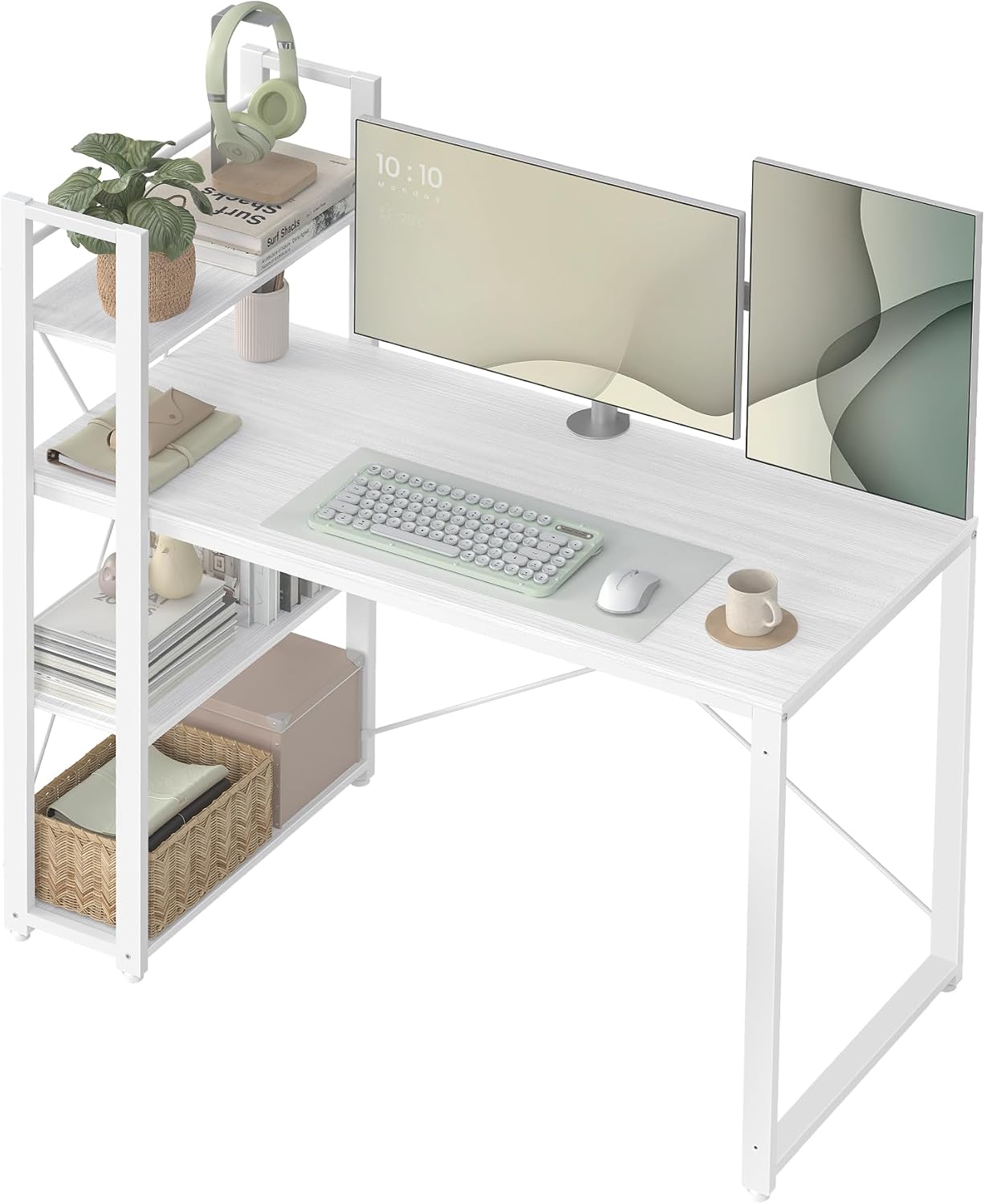 Detalle de VASAGLE BARNET LWD048W44 – biurko komputerowe z regałem, blat 120 × 60 cm