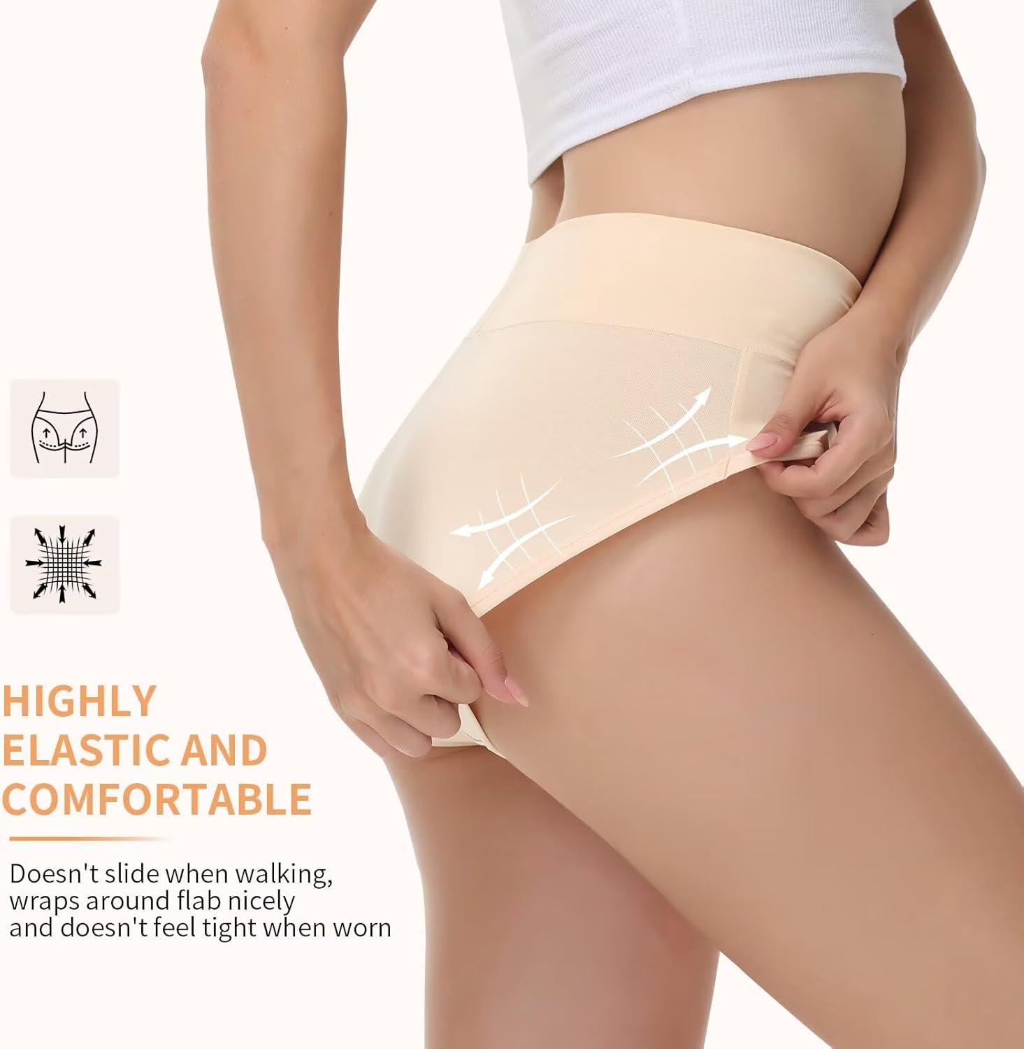 Detalle de NUOZA Damen Taillenslip aus Baumwolle – 5er Pack High-Waist Unterhosen (atmungsaktiv)