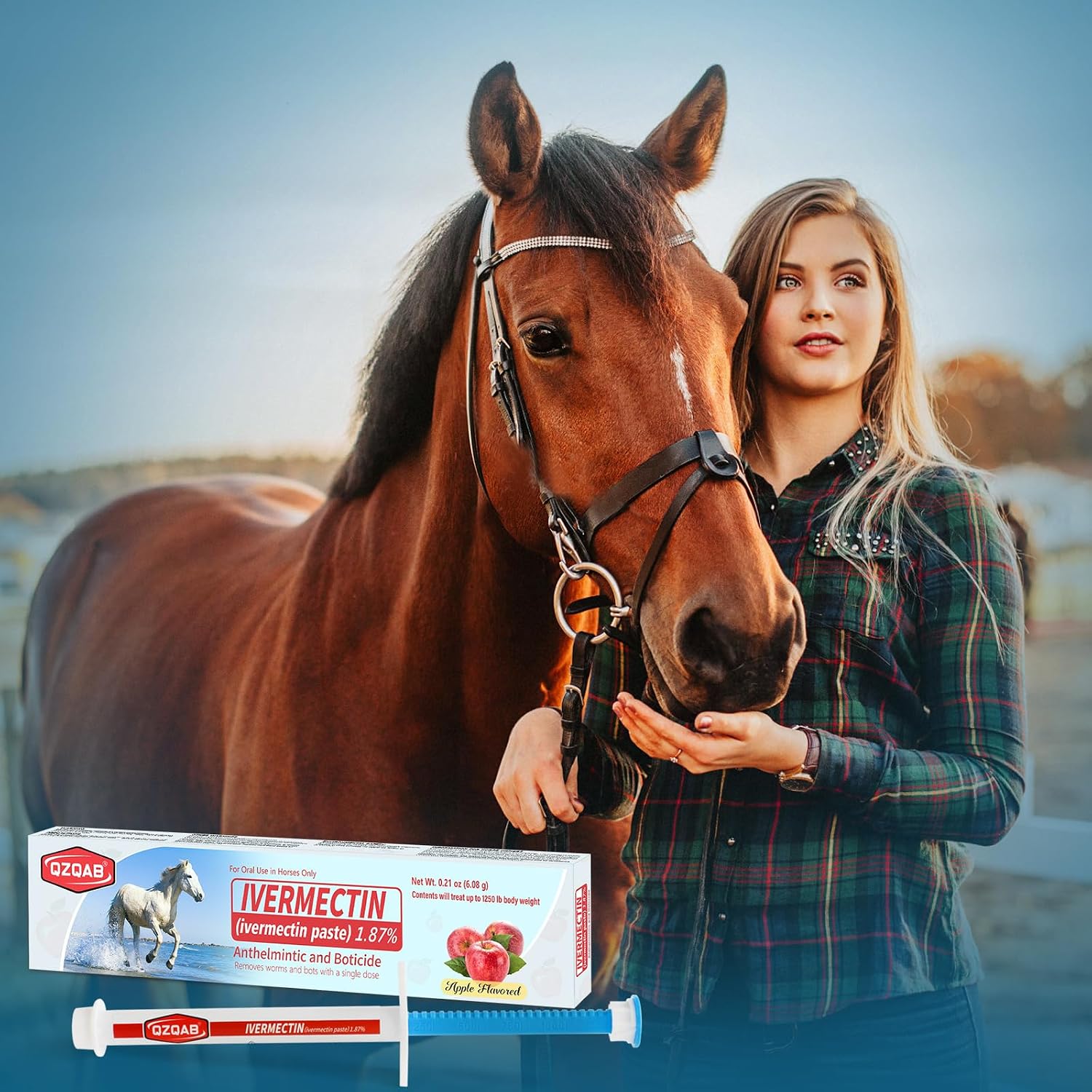 Thumbnail 1 de QZQAB Ivermectin Equine Paste (Model QZQAB), 1.87%, Apple-Flavored, 6-Pack