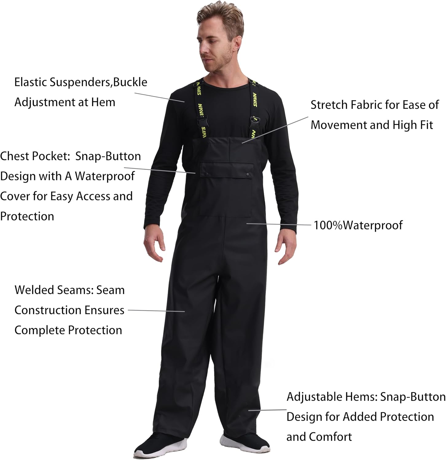 Thumbnail 4 de Navis Marine Men’s PRO Rain Suit Set (WS-005) – Heavy-duty waterproof jacket & bib trousers with reflective strips