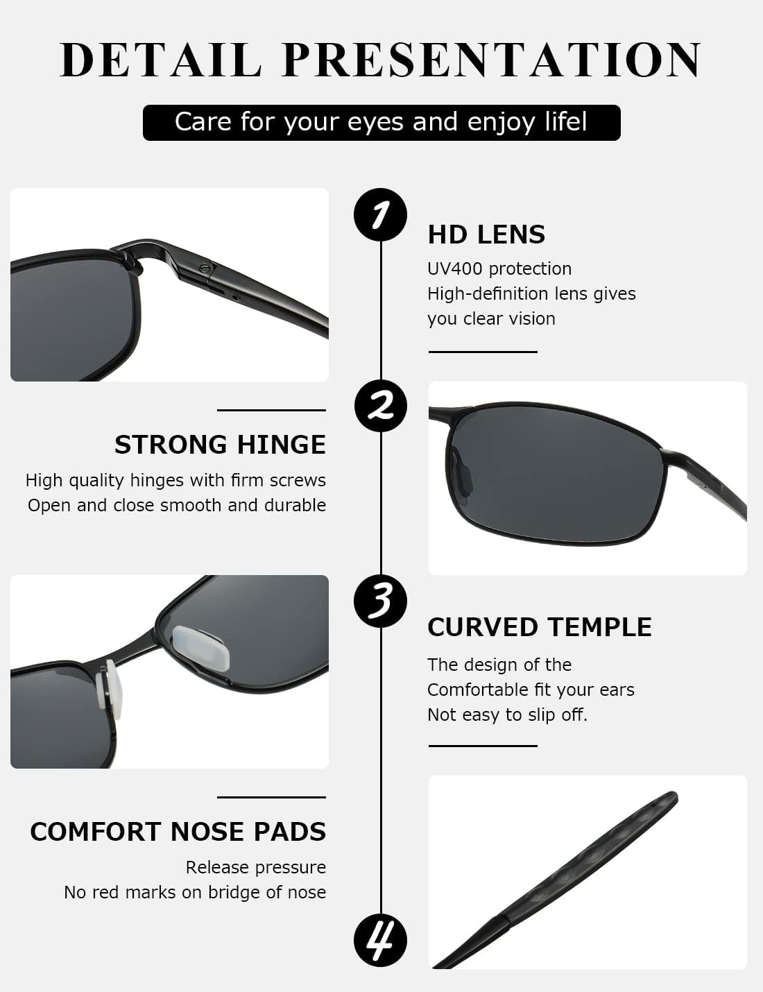 Thumbnail 6 de Kimorn Polarisierte Sonnenbrille K0535 Retro Herren