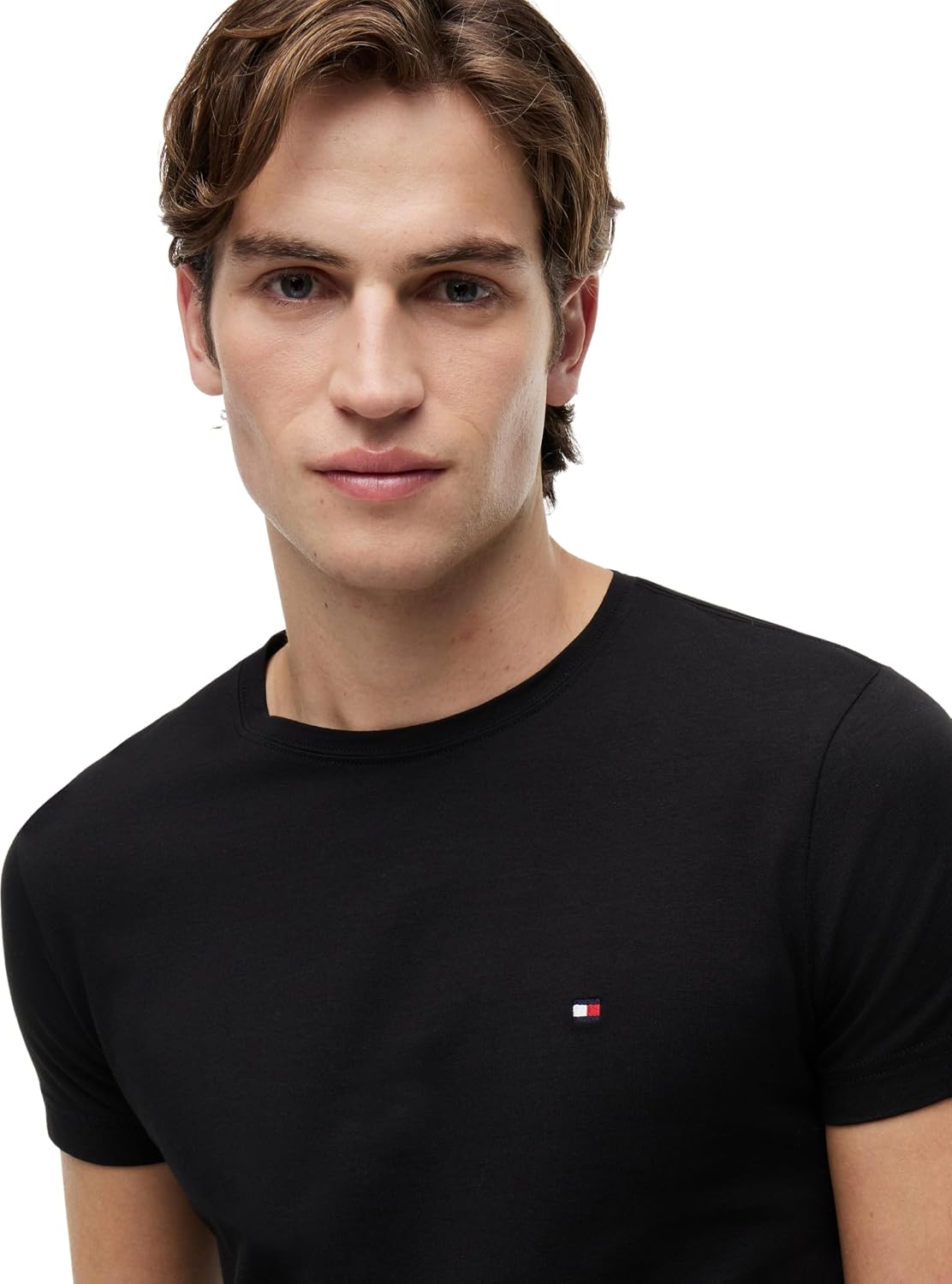 Detalle de Tommy Hilfiger Uomo T-Shirt Maniche Corte Core Stretch Slim Fit Nero M