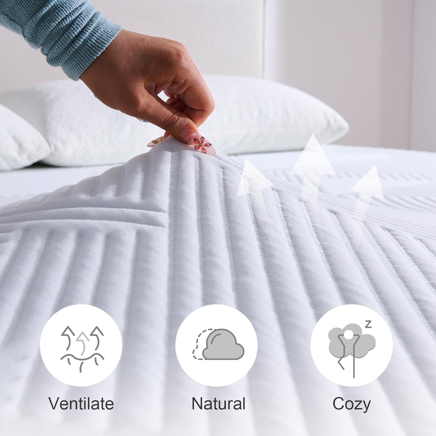 Thumbnail 3 de Twirest 7CM Single Memory Foam Mattress Topper with Gel and Removable Cover (90 x 190 cm)