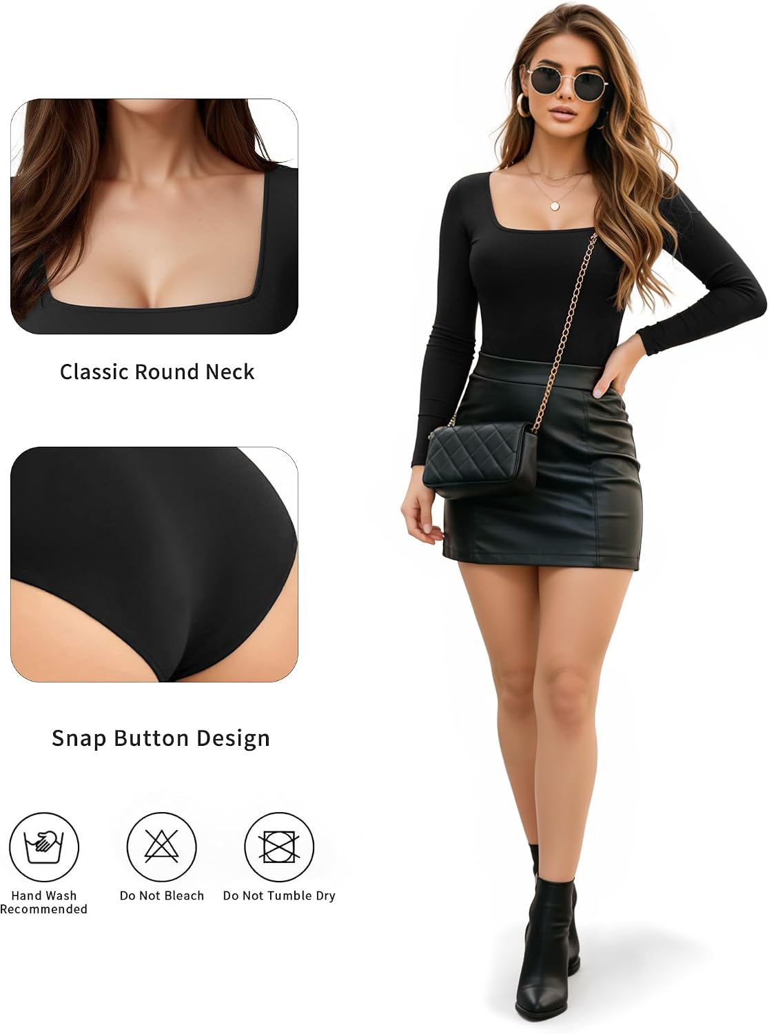 Thumbnail 5 de ALGALAROUND Women’s Square Neck Long Sleeve Bodysuit (cotton/elastane) with snap buttons