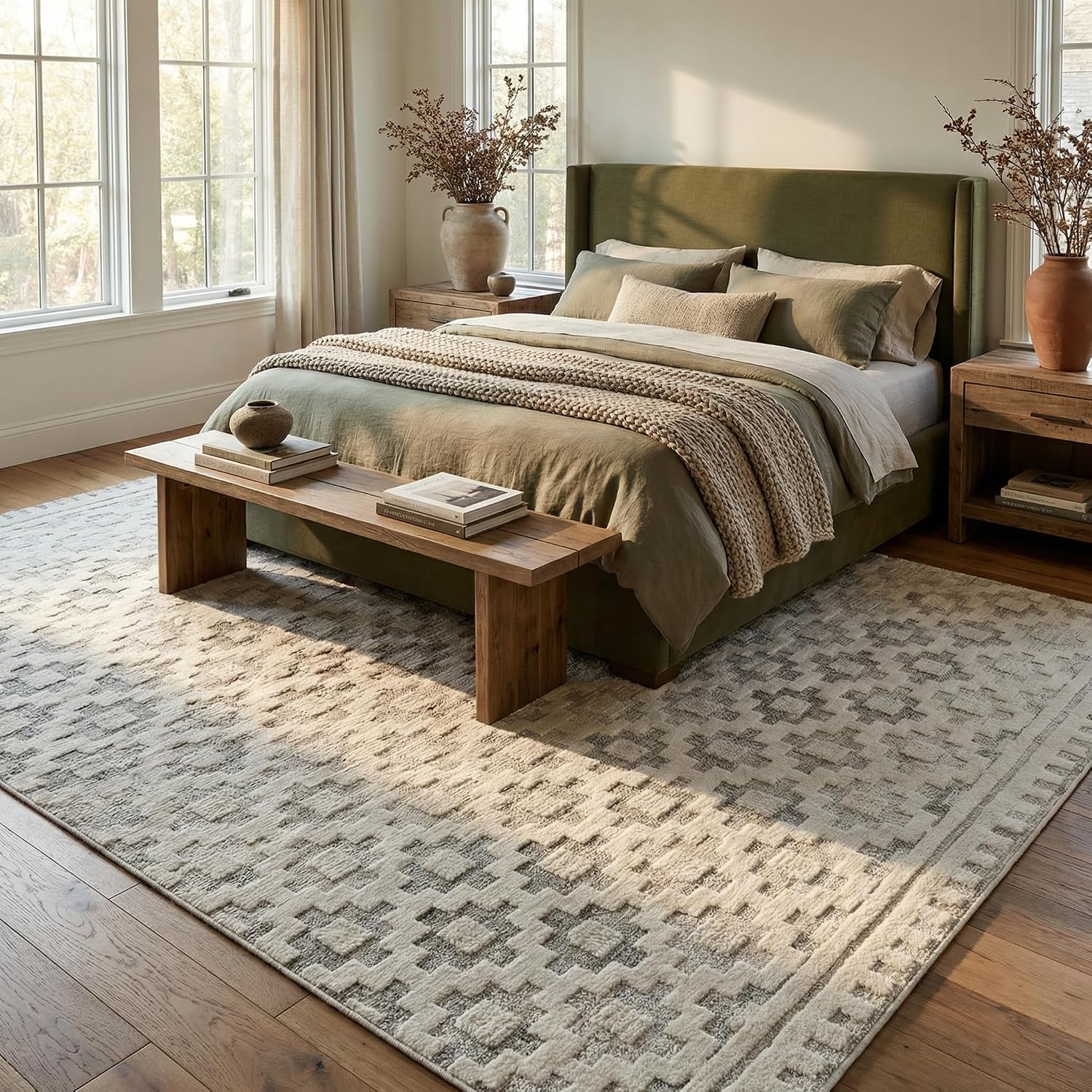 Detalle 2 de Rug Branch Astra Talis Geometric Area Rug, Beige & Cream, Washable, 7' x 10