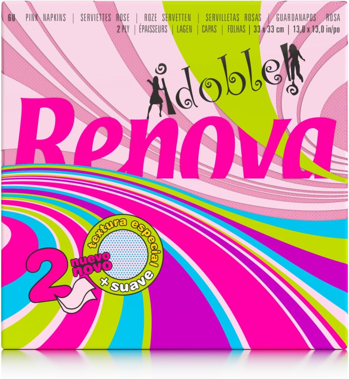Detalle de Renova Servilletas Doble Rosa, 60 unid. 🧻