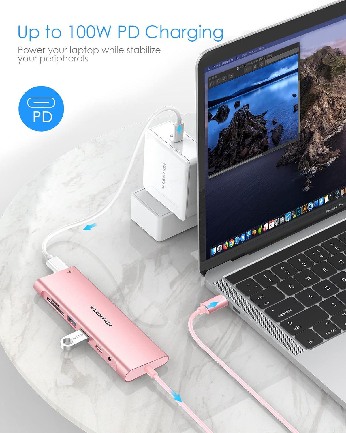 Thumbnail 3 de LENTION Hub USB-C 4K HDMI, 2 USB 3.0, Tarjeta, Jack 3.5mm