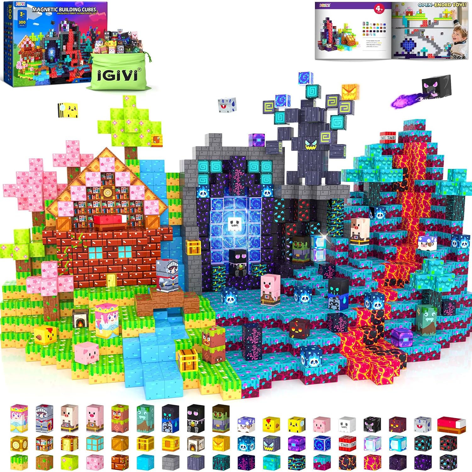 Detalle de Build Mine Magnet World 300PCS magnetic blocks 🧩