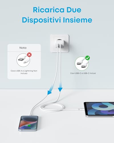 Detalle de Anker Caricatore iPhone 20 W USB C rapido da parete: potenza, compatibilità e praticità in viaggio