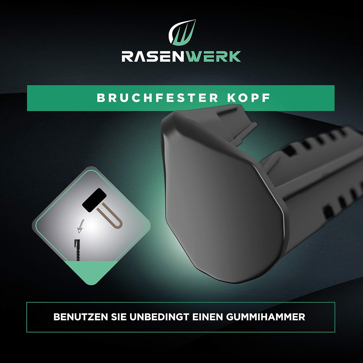 Detalle de RASENWERK® Erdnägel für Mähroboter Begrenzungskabel (1000 Stück) – kompatibel mit Gardena, Husqvarna & Co.