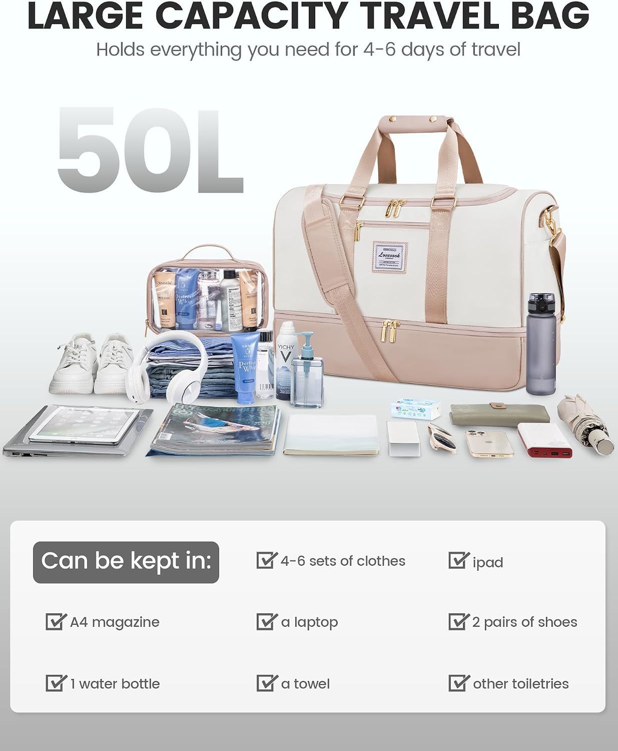 Thumbnail 4 de LOVEVOOK Weekend Bag 50L for travel