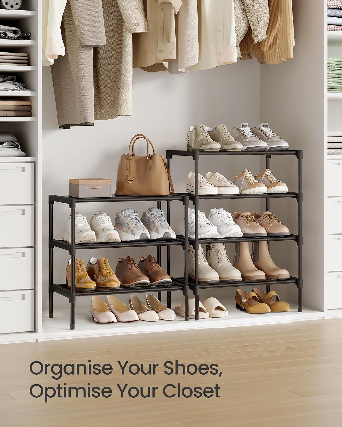 Detalle de SONGMICS LSA114BH01 4-Tier Shoe Rack, Stackable Steel Frame, Black