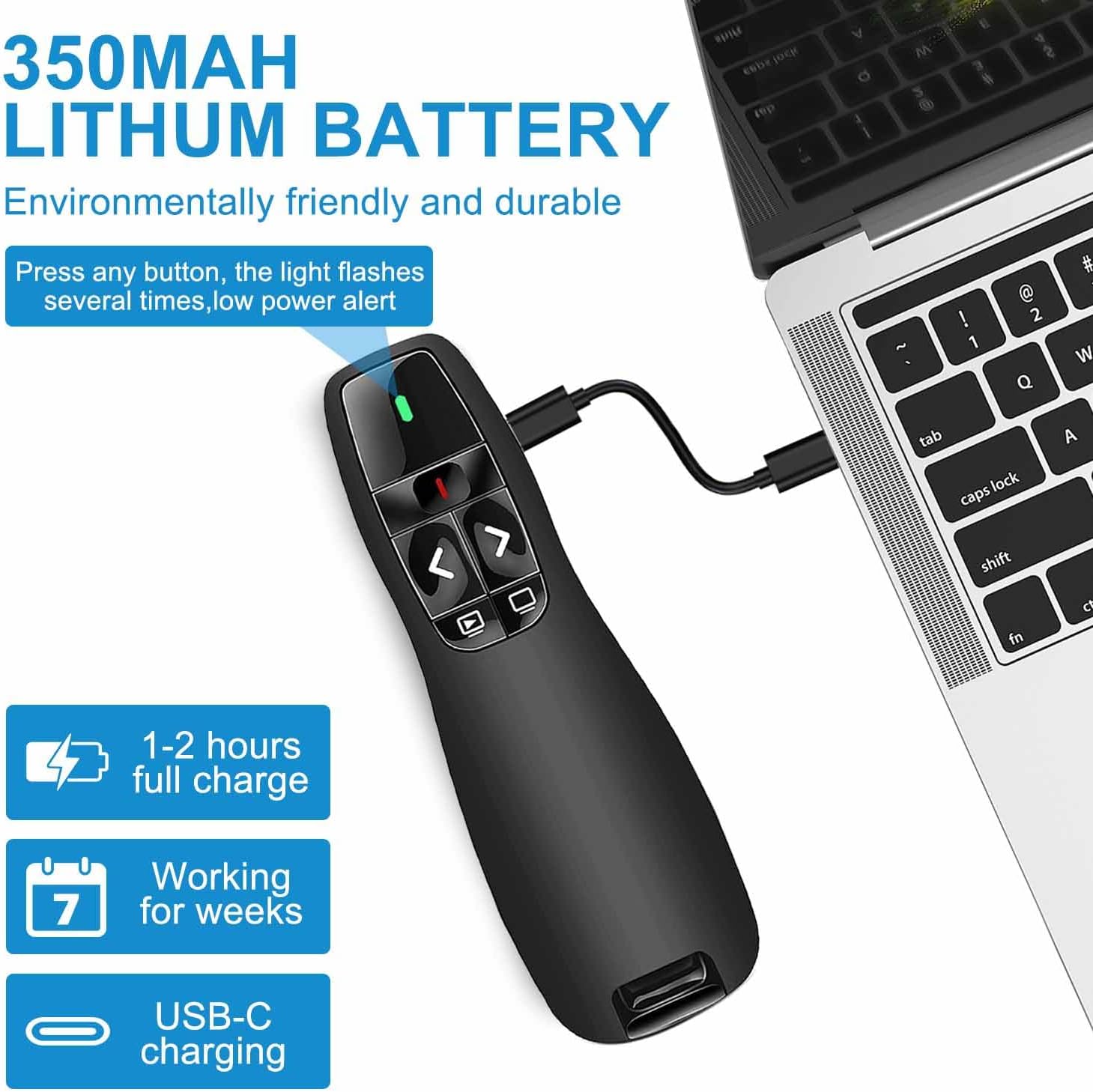 Thumbnail 1 de VOVIGGOL USB/Tipo-C 2 in 1 puntatore presentatore wireless ricaricabile con telecomando slide