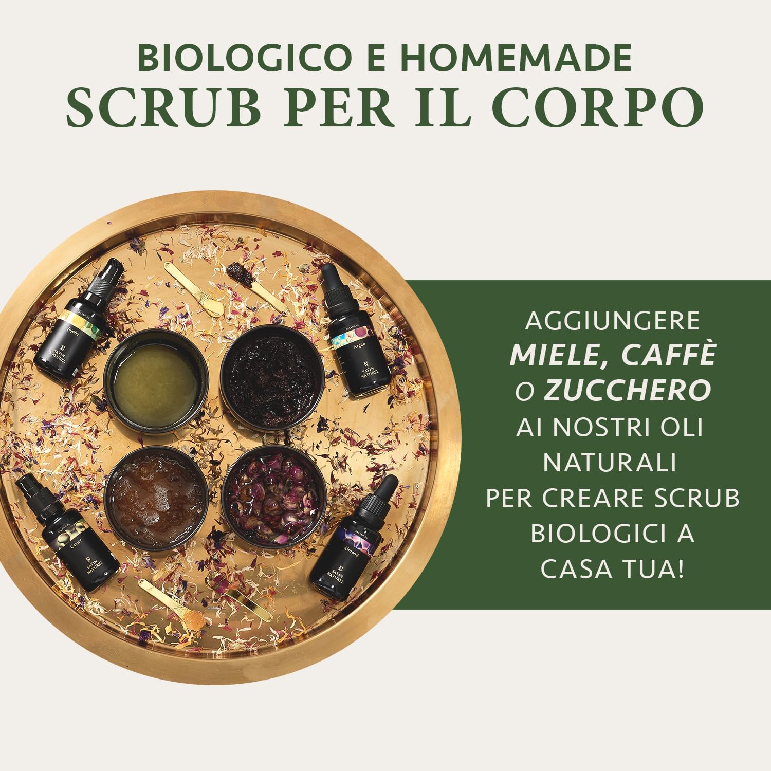 Detalle de Satin Naturel Set Regalo Donna Lusso 5x30ml: Scrub Corpo al Sale Marino e Oli Naturali