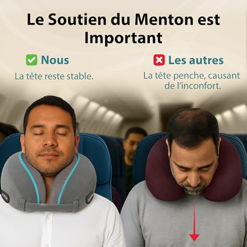 Detalle de FLOWZOOM Dream, coussin de voyage en mousse à mémoire de forme, gris