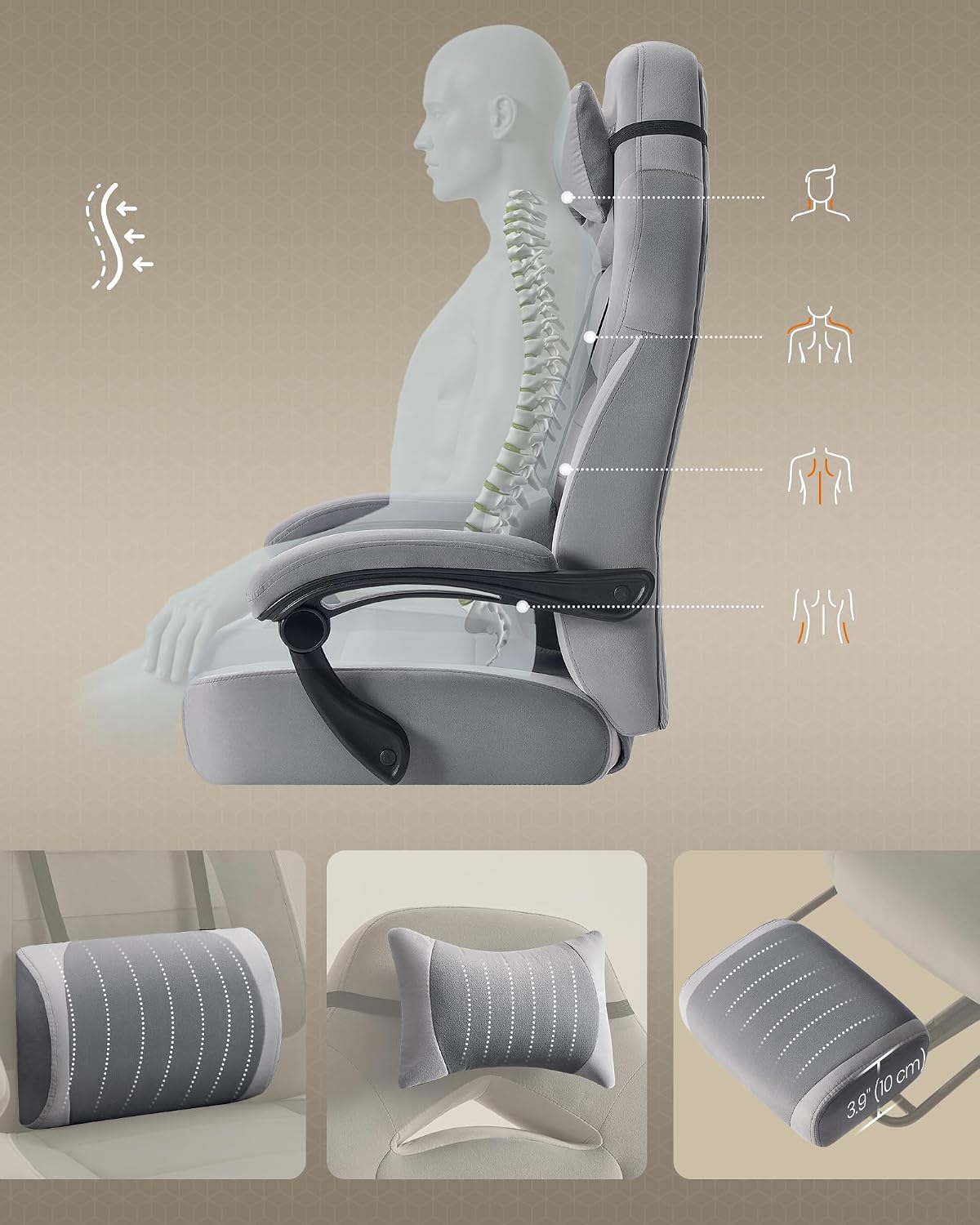 Thumbnail 5 de SONGMICS Sedia Gaming OBG077G02: ergonomia, comfort e stile per work e gioco