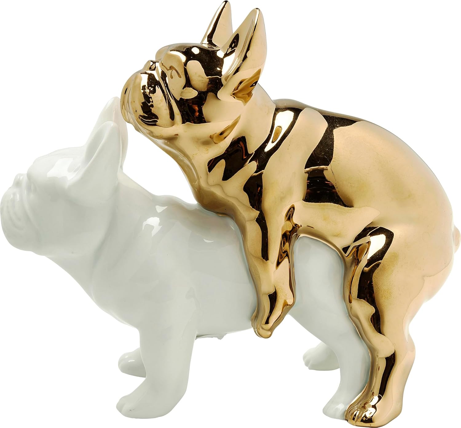 Detalle de Kare Design figurine décorative Love Dogs en porcelaine blanche et dorée (17x11x20 cm)