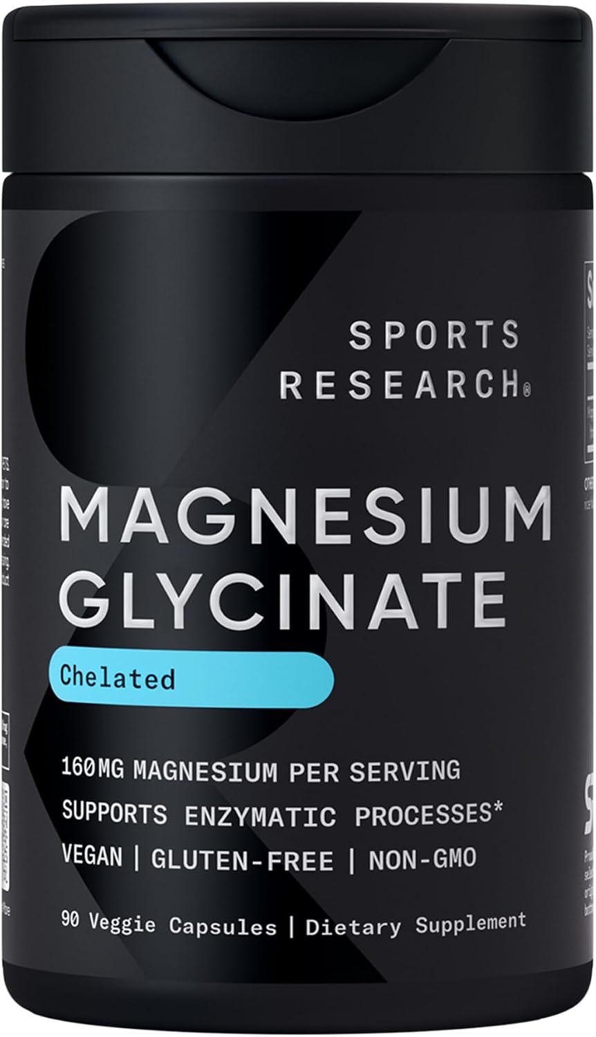 Detalle de Sports Research FG441 Magnesium Glycinate, 160 mg, 90 Veggie Capsules