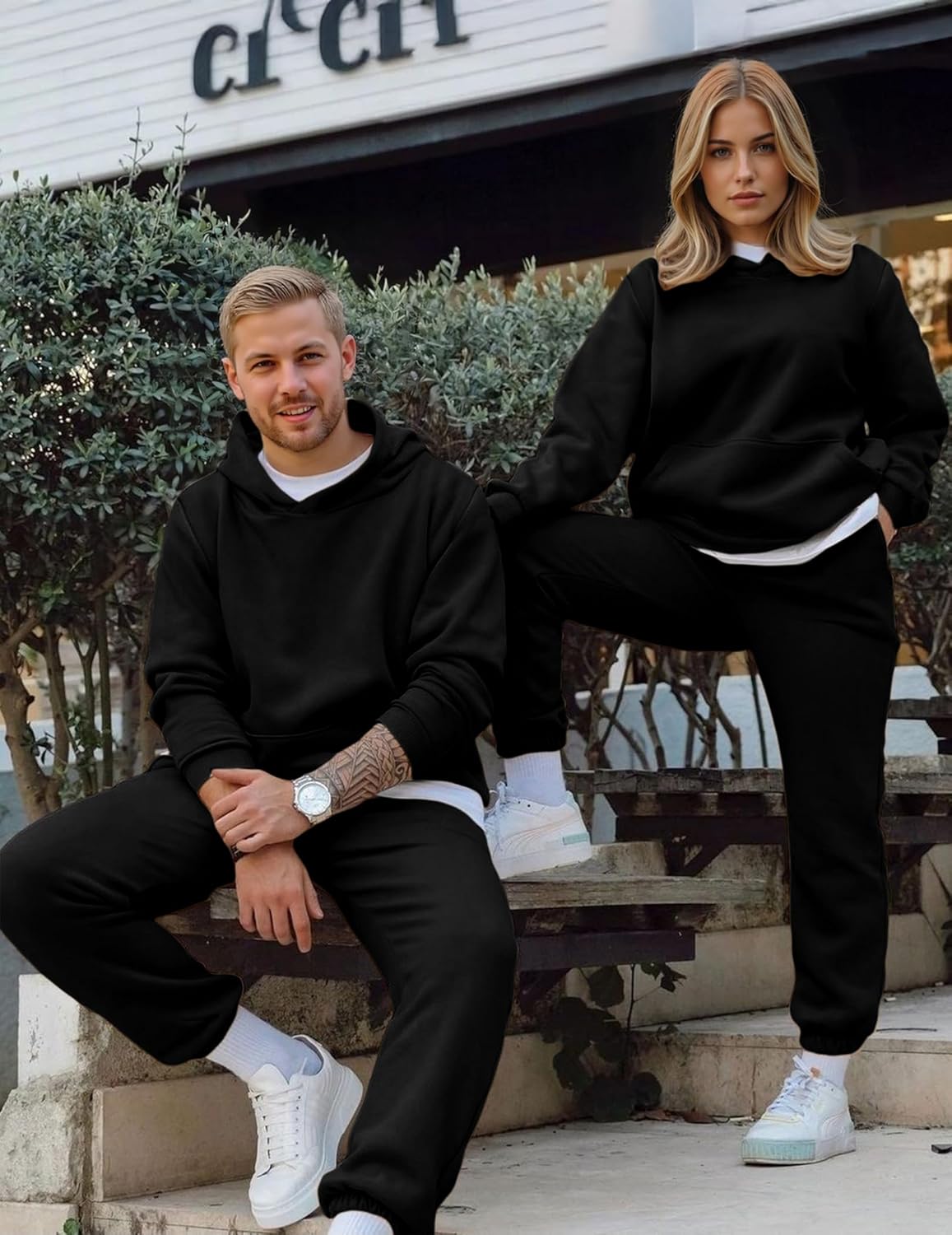 Thumbnail 3 de JMIERR Men’s 2-Piece Hoodie Sweatshirt & Joggers Tracksuit Set