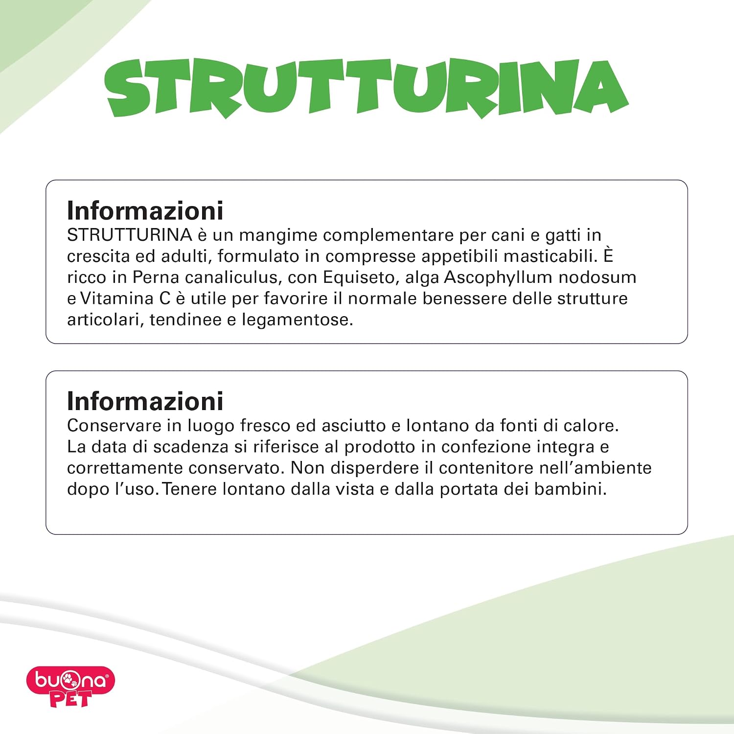 Detalle 2 de Buona Pet Strutturina: Integratore Articolazioni, Tendini e Legamenti per Cani e Gatti