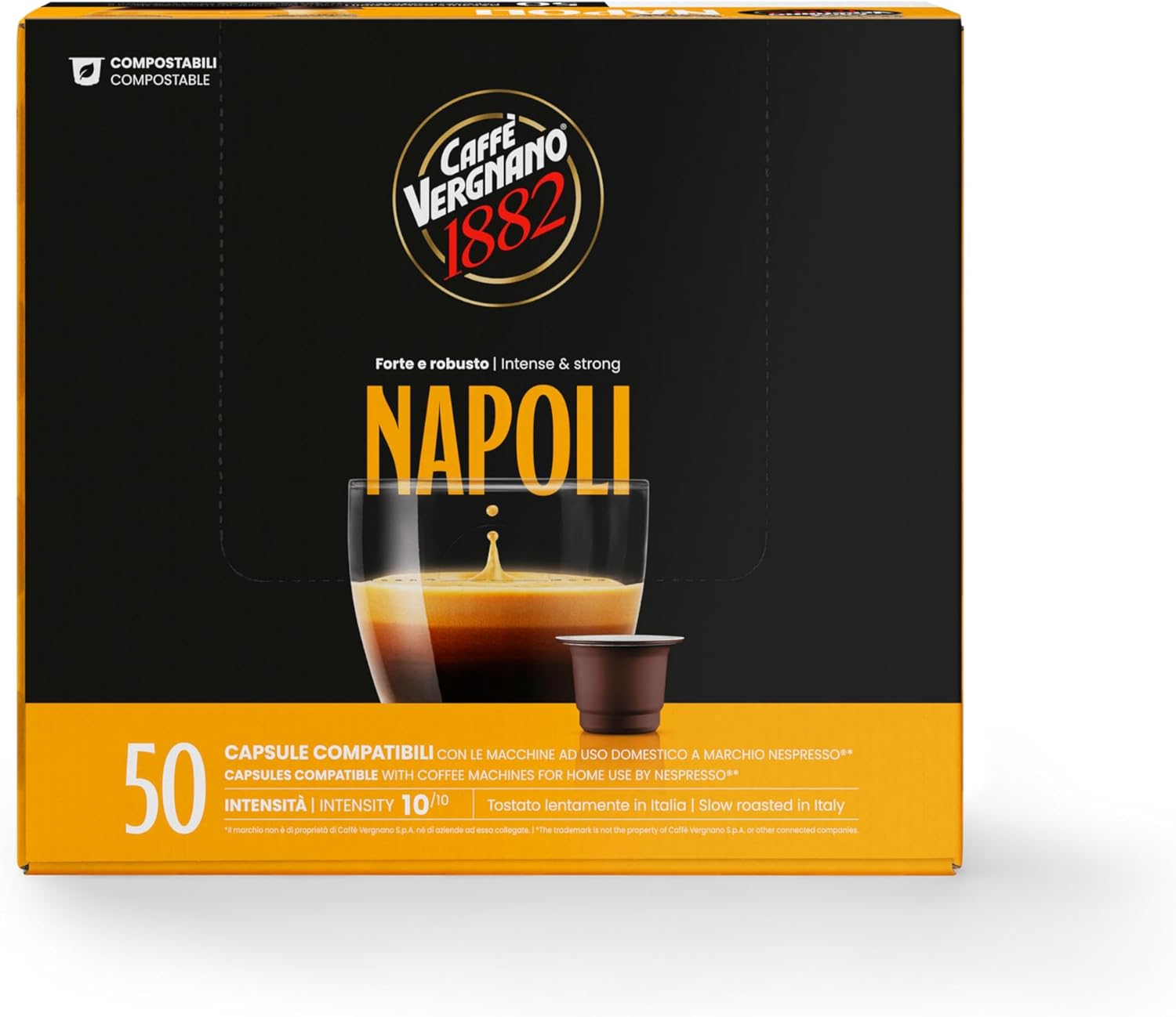 Detalle de Caffè Vergnano 1882 Èspresso Compostable Capsules – 50 for Nespresso & Èspresso1882 TRÈ