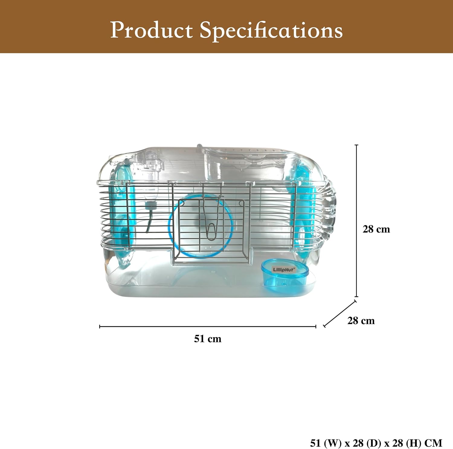 Thumbnail 3 de LillipHut Hamster Cage (Blue, Medium) – clear acrylic small animal habitat with wheel & climbing accessories