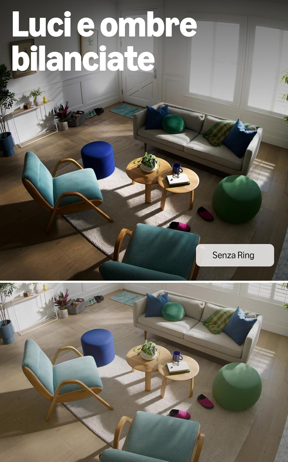 Detalle de Ring videocamera interna Plus (Indoor Camera Plus): nitidezza 2K, zoom 4x e privacy flap