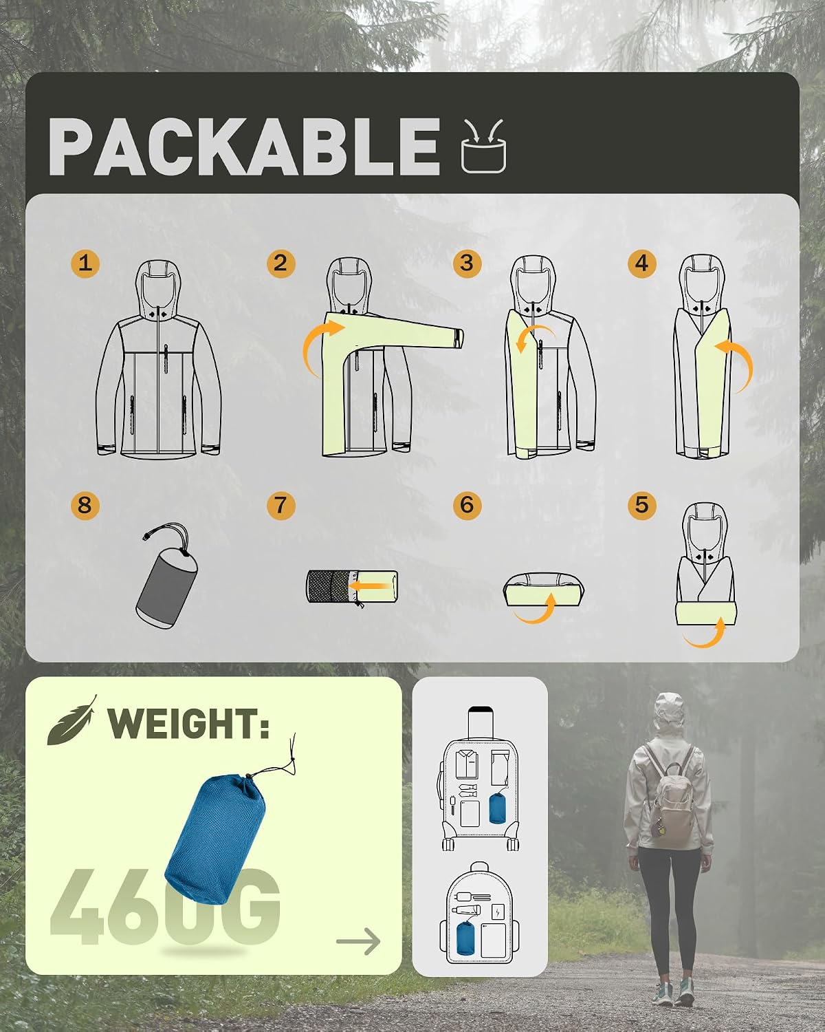 Detalle 1 de 33,000ft Regenjacke Damen – Wasserdichte und atmungsaktive Outdoorjacke für Herbst und Übergang