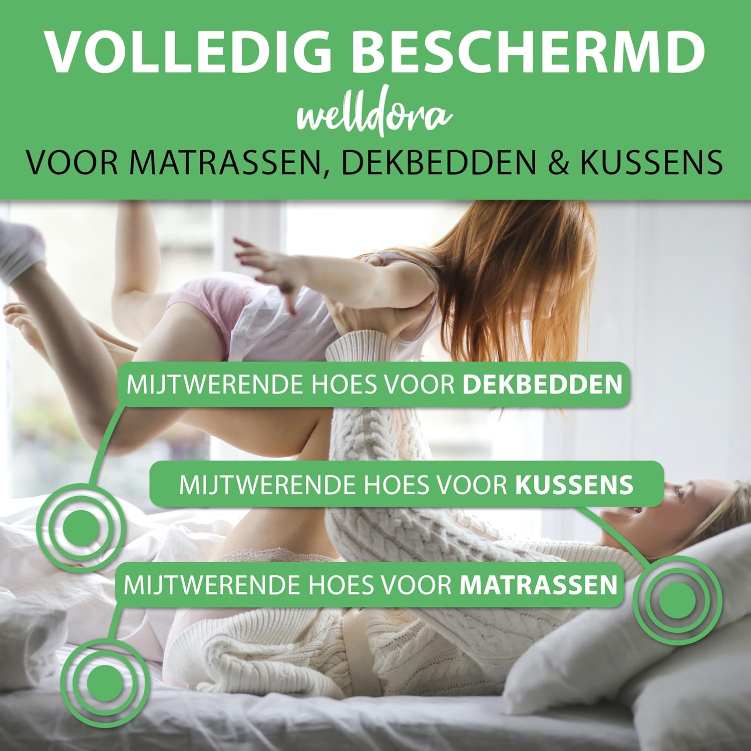 Thumbnail 6 de Welldora 8G-HV5Q-D220 dekbed-encasing 220x240 cm, allergiehoes, wasbaar tot 95 °C