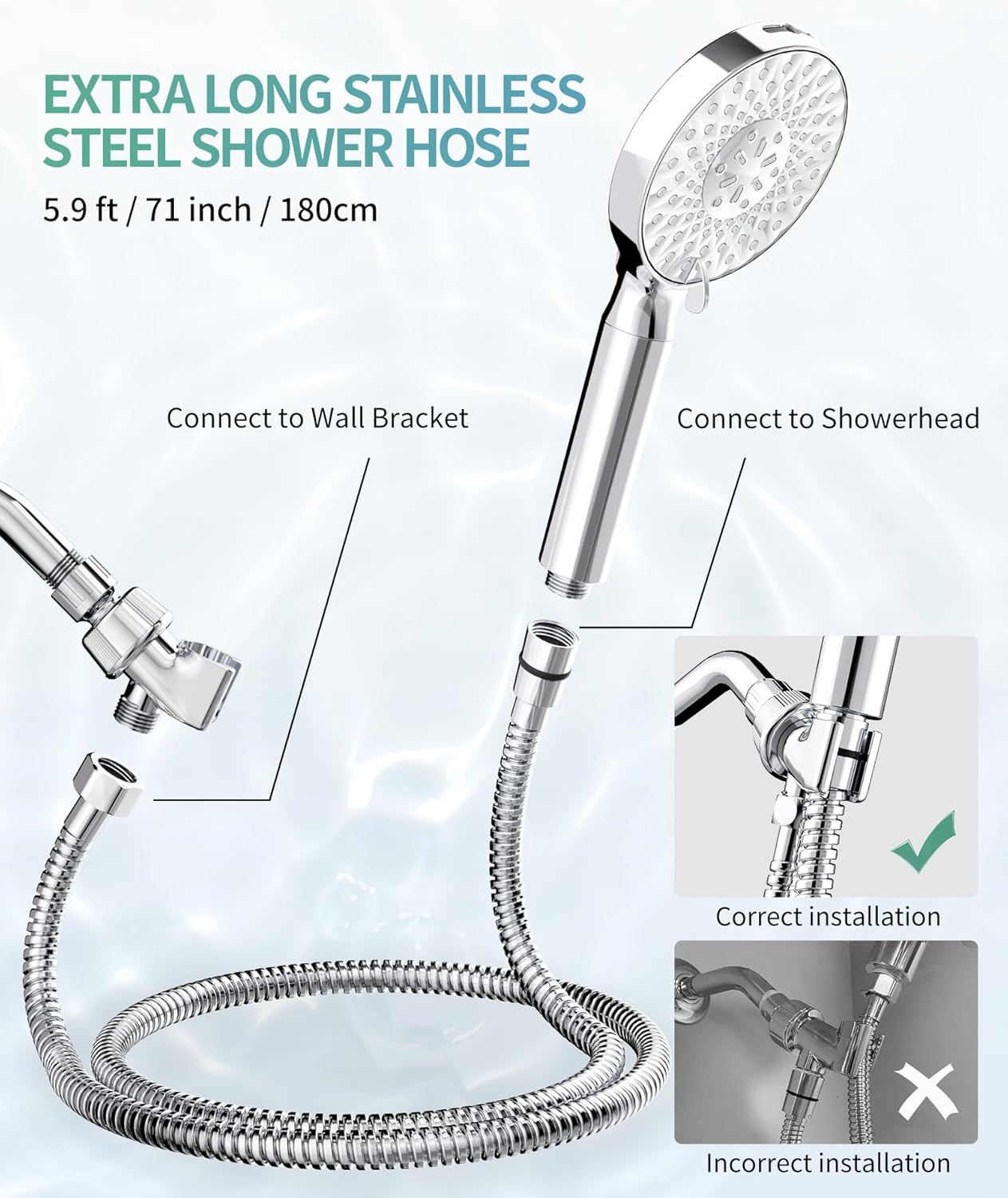 Thumbnail 6 de SR SUN RISE Filtered Shower Head with Handheld High Pressure, 9-Spray Modes & Detachable Design (Chrome)
