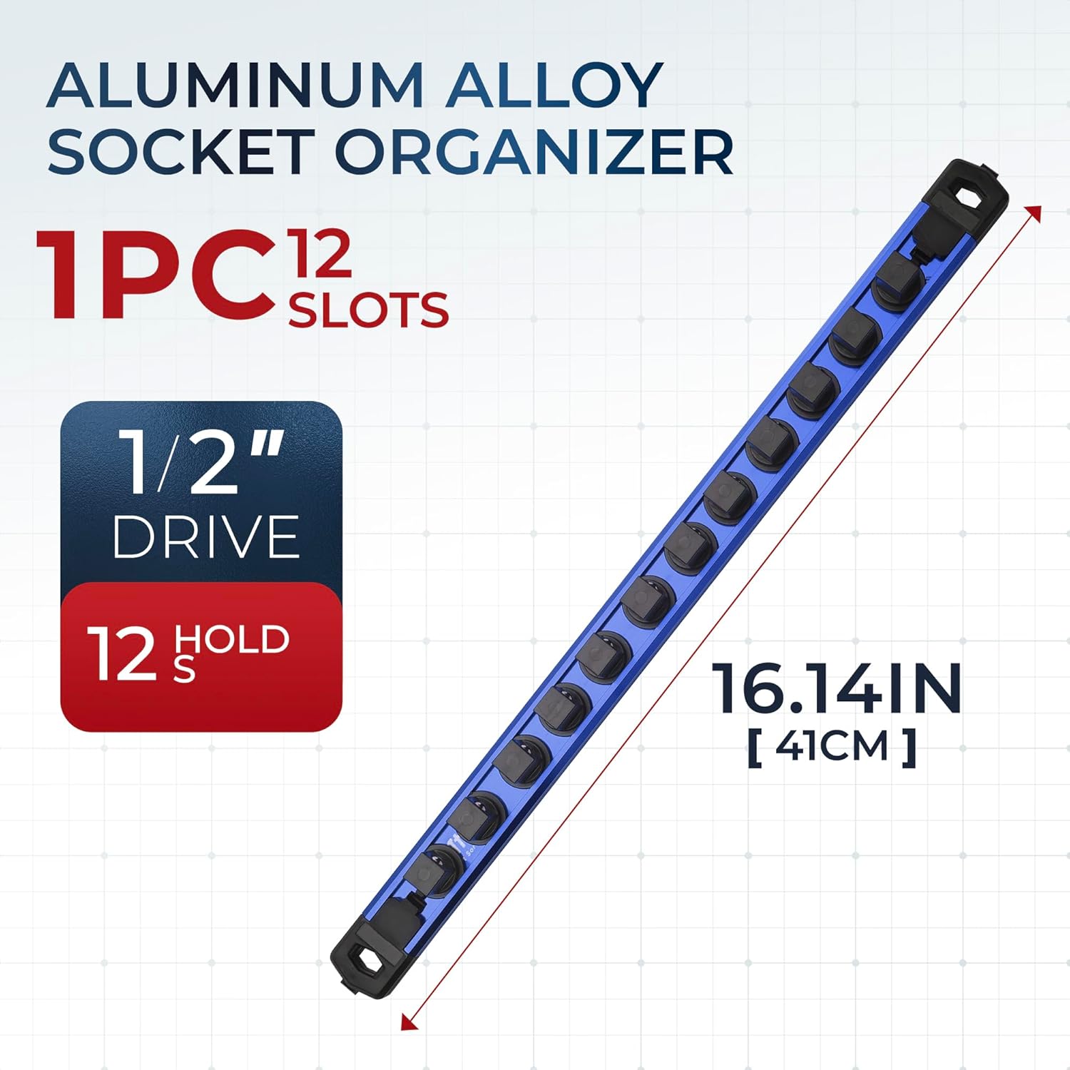 Thumbnail 6 de Reniteco Magnetic Socket Organizer (1/2" Drive) with 12PC 360° Swivel Removable Clips